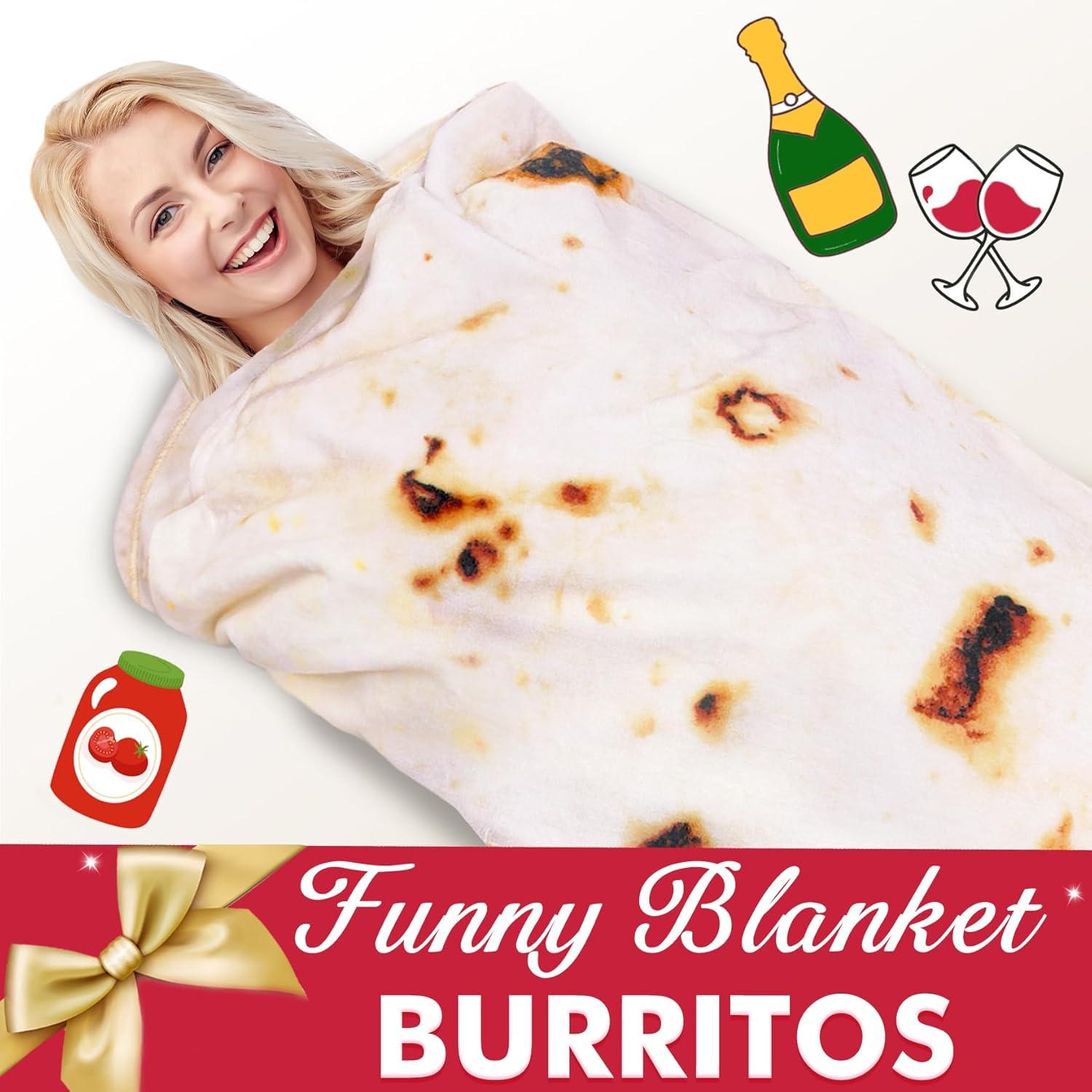 Jorbest Burritos Tortilla Throw Blanket Birthday Gifts for Adult and Kids, Giant Tortilla Food Blanket Funny Gifts for Mom Dad Women Men Teen, 285 GSM Soft Flannel Taco Blanket (Yellow, 71 inches)
