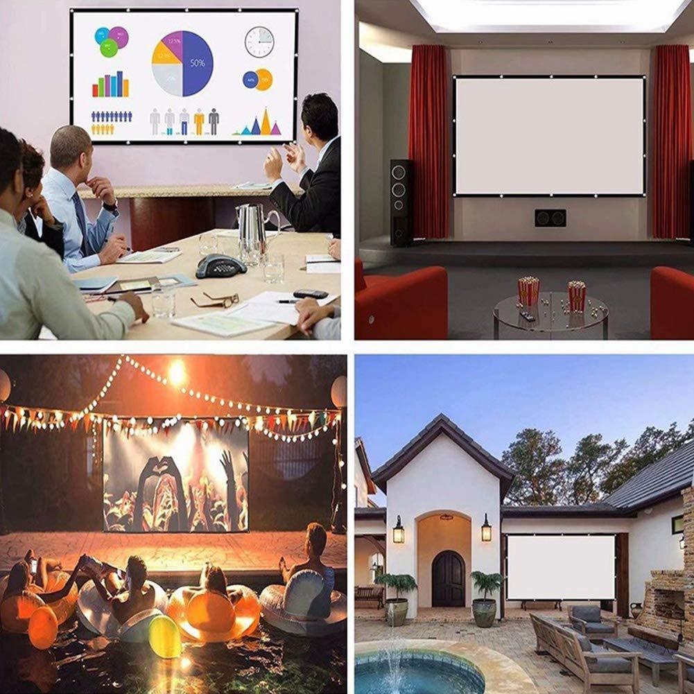 Projector Screen, White Projector Screen, 16:9 No Crease Home Theater Foldable Projection Screen 60"|72"|84"|100"|120"|150"