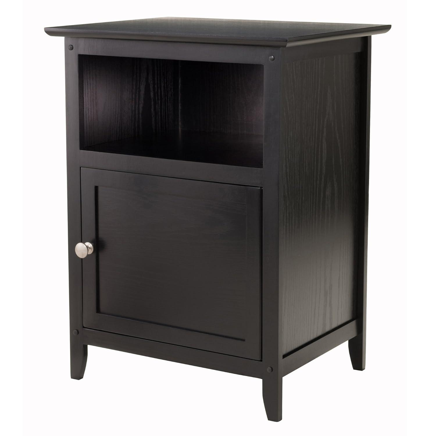 Winsome End Table - Black: Hardwood Frame, Wood Veneer Top, Living Room Accent Table with Shelf