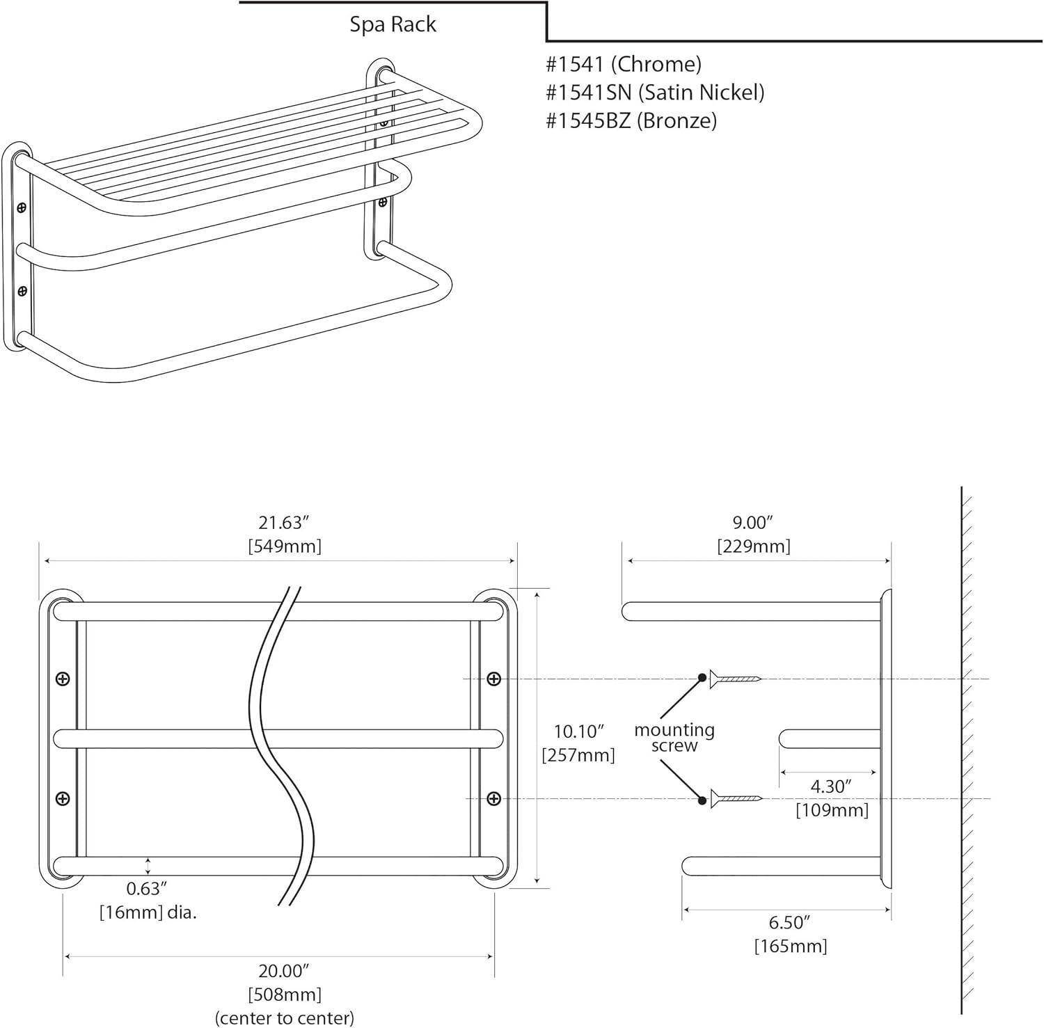 Polished Chrome Double Towel Rack with Shelf