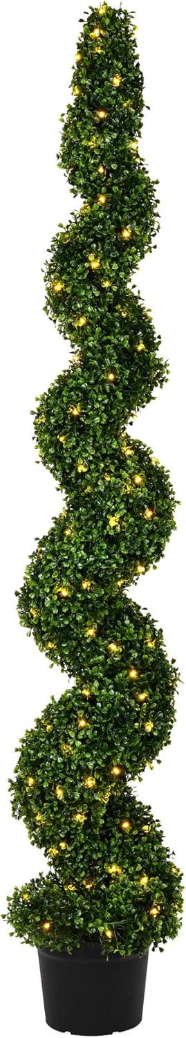 Vickerman 6' Artificial Potted Green Boxwood Spiral Tree. In a 9.5"Lx9.5"Wx7.5"H base.