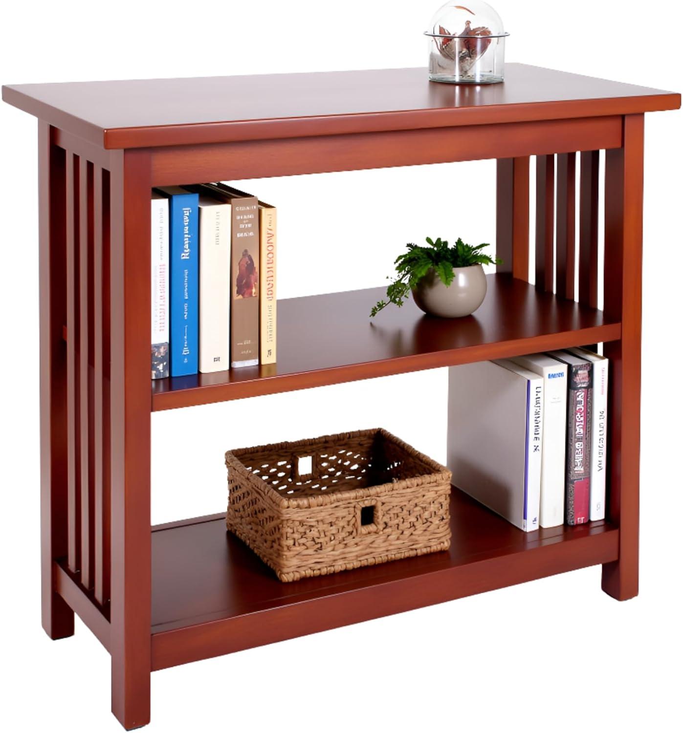 24" 2-shelf Bookshelf Wood Cherry - Alaterre Furniture: Mid-Century Modern, Stained Finish, Fixed Shelves