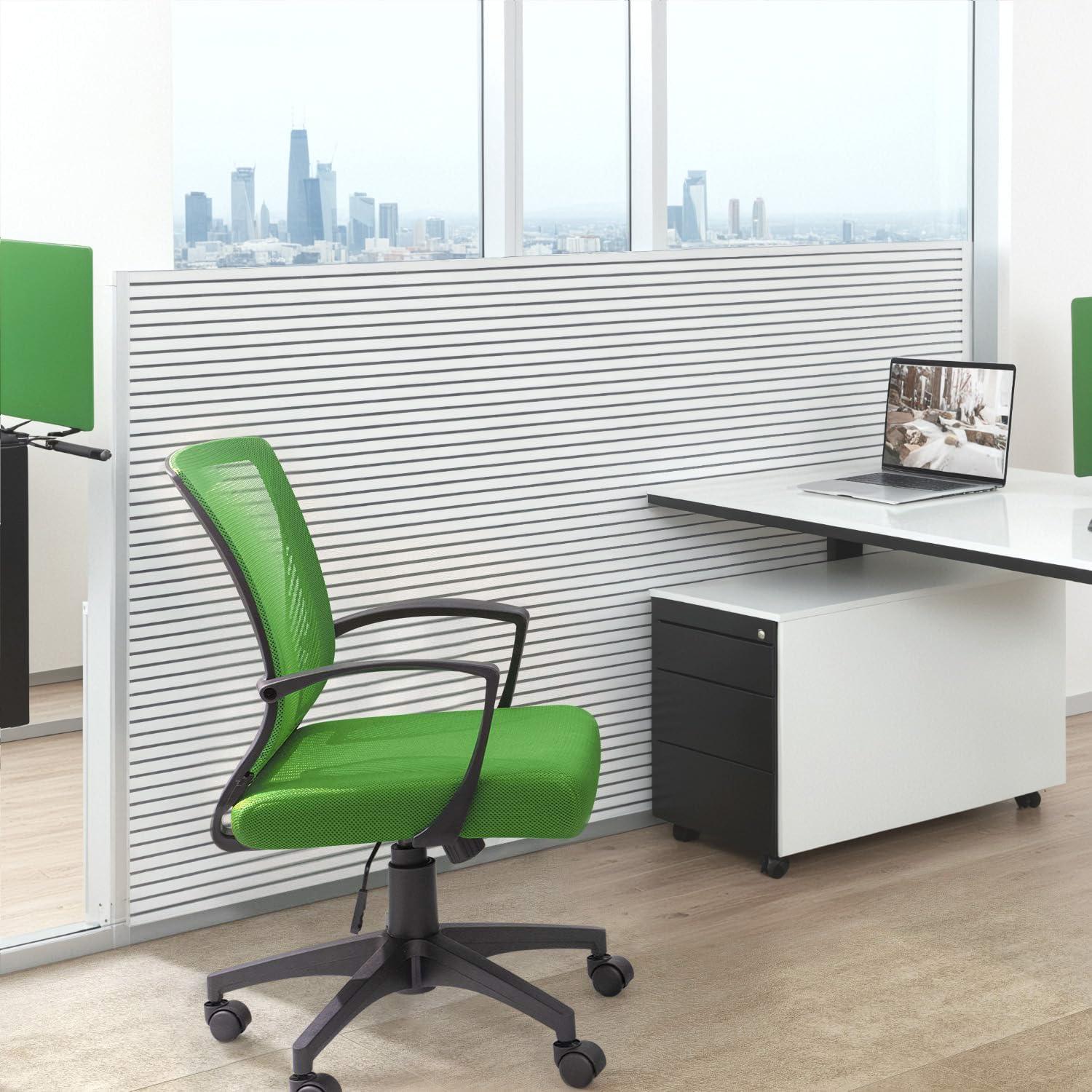 Green Mesh Mid-Back Swivel Office Chair with Adjustable Arms