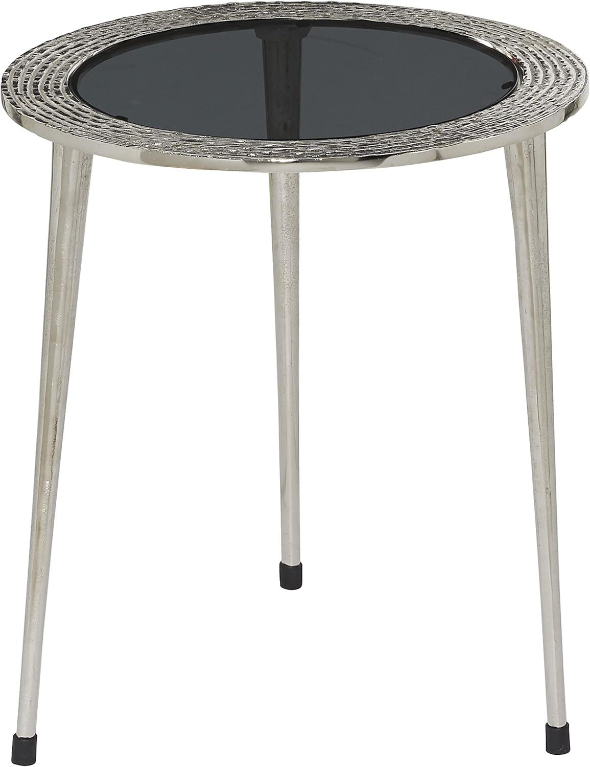 DecMode 22" x 19" Silver Aluminum Contemporary Accent Table