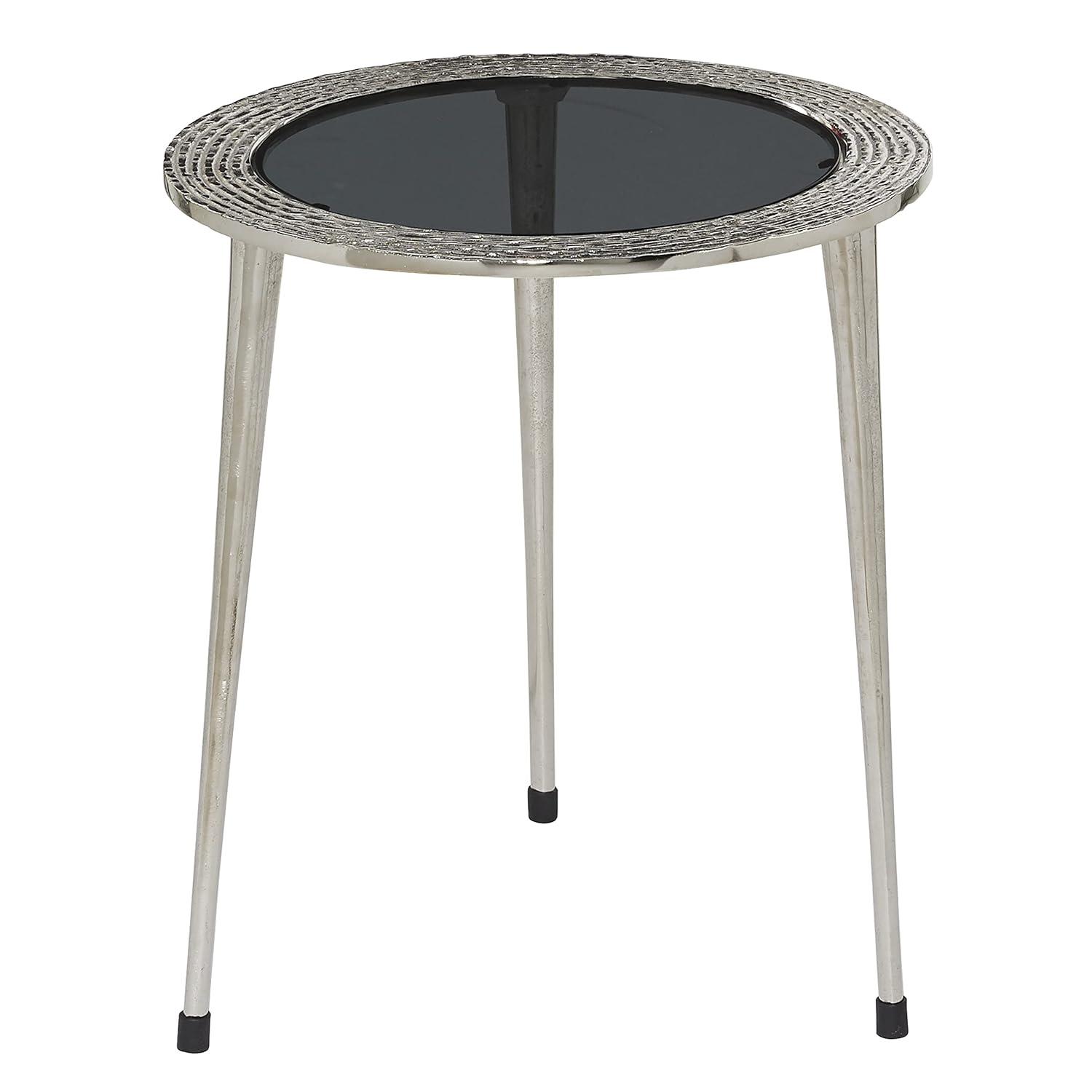 DecMode 22" x 19" Silver Aluminum Contemporary Accent Table