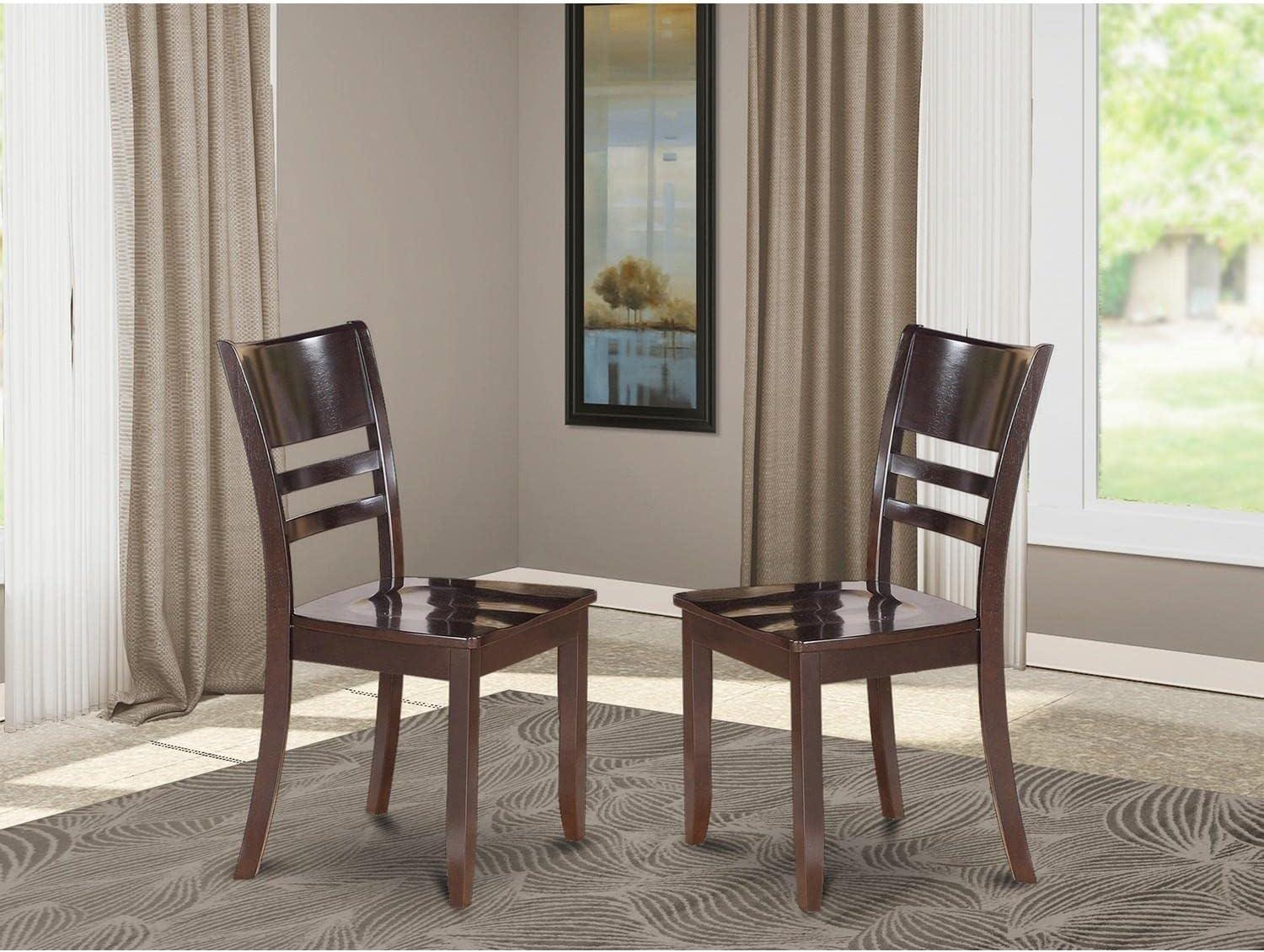 Cappuccino Finish Ladderback Solid Wood Dining Chairs, Set of 2