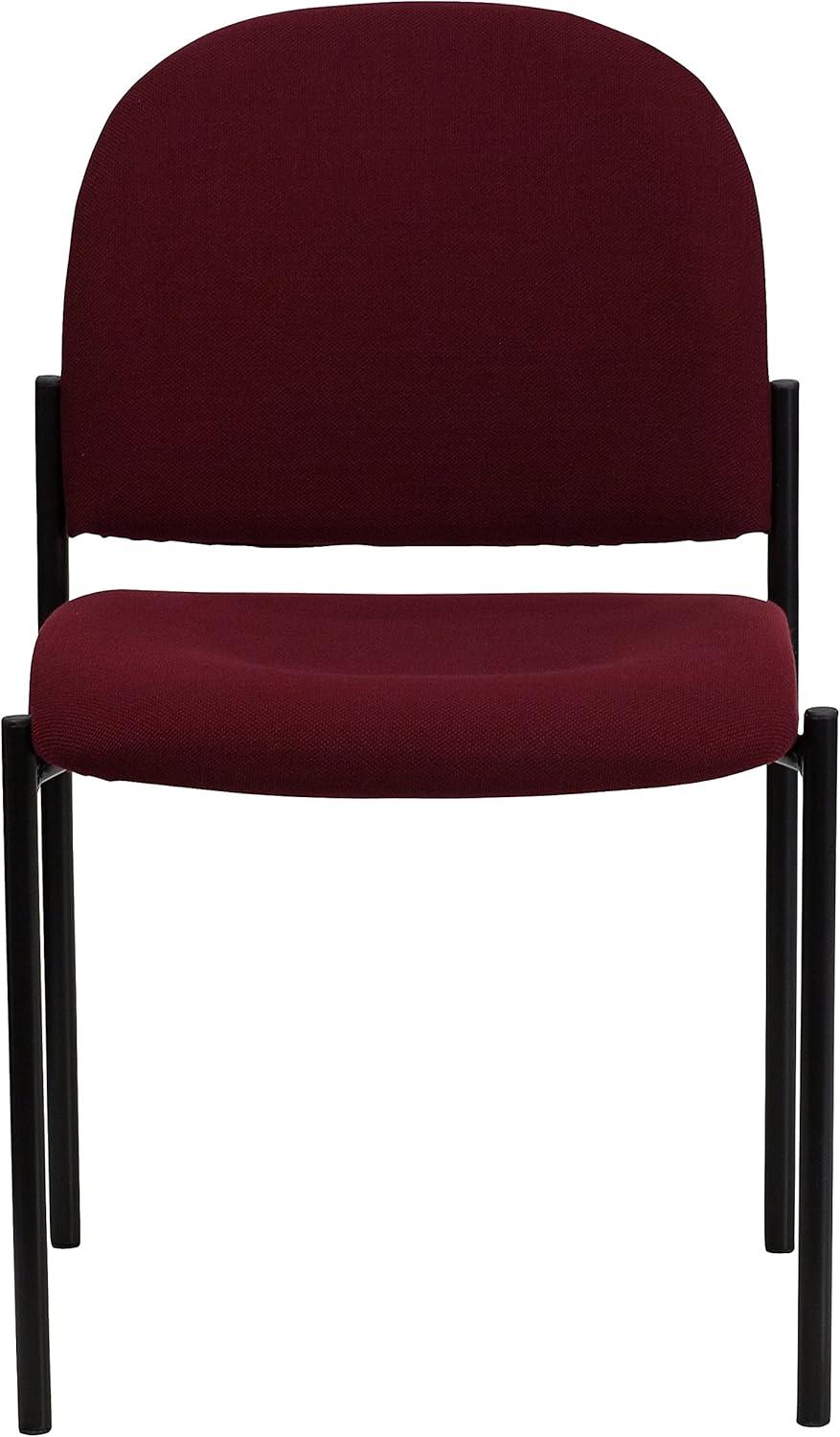 Burgundy Fabric and Vinyl Stackable Metal Side Chair