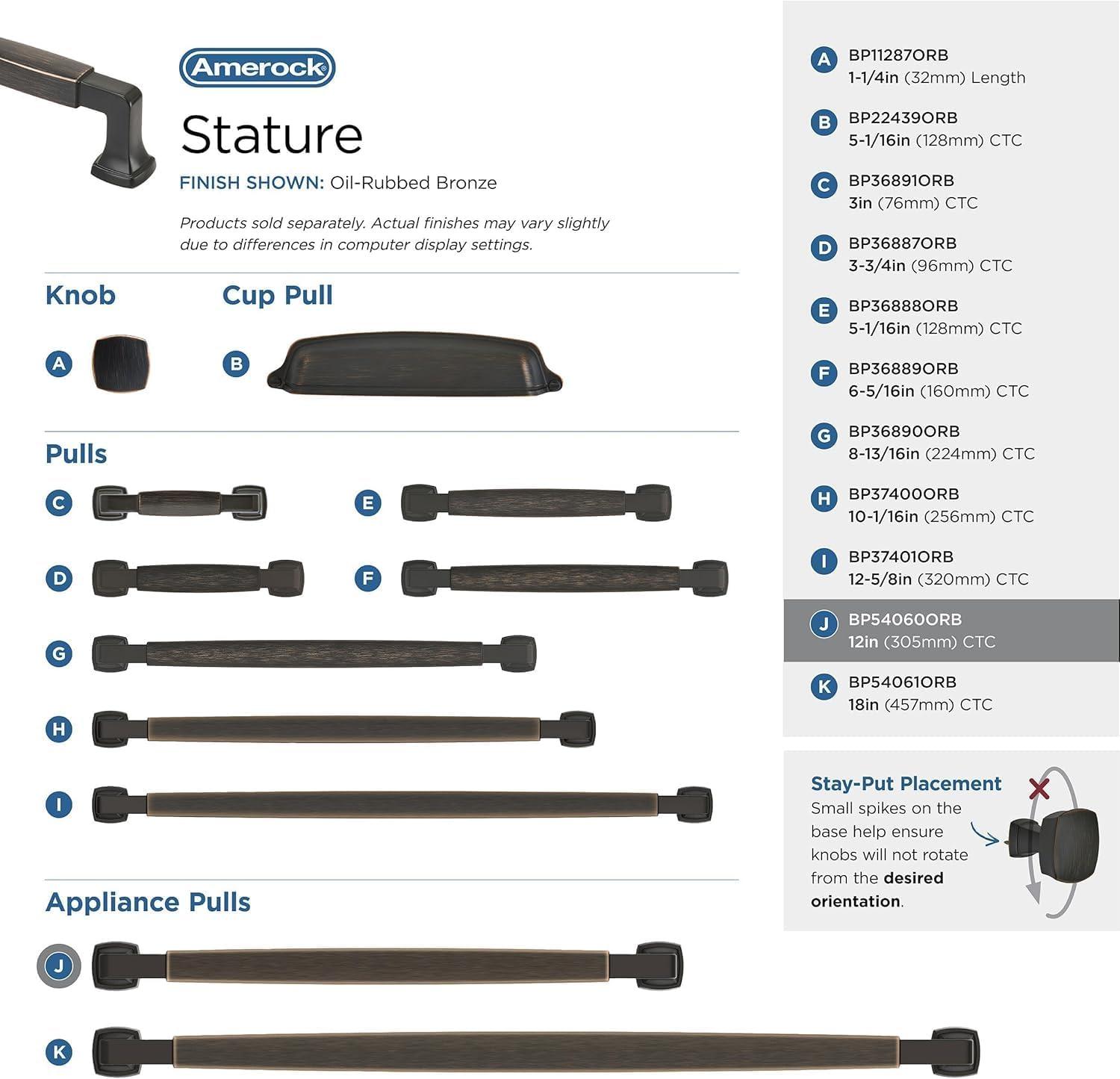 Amerock Stature 12 inch (305mm) Center-to-Center Oil-Rubbed Bronze Appliance Pull