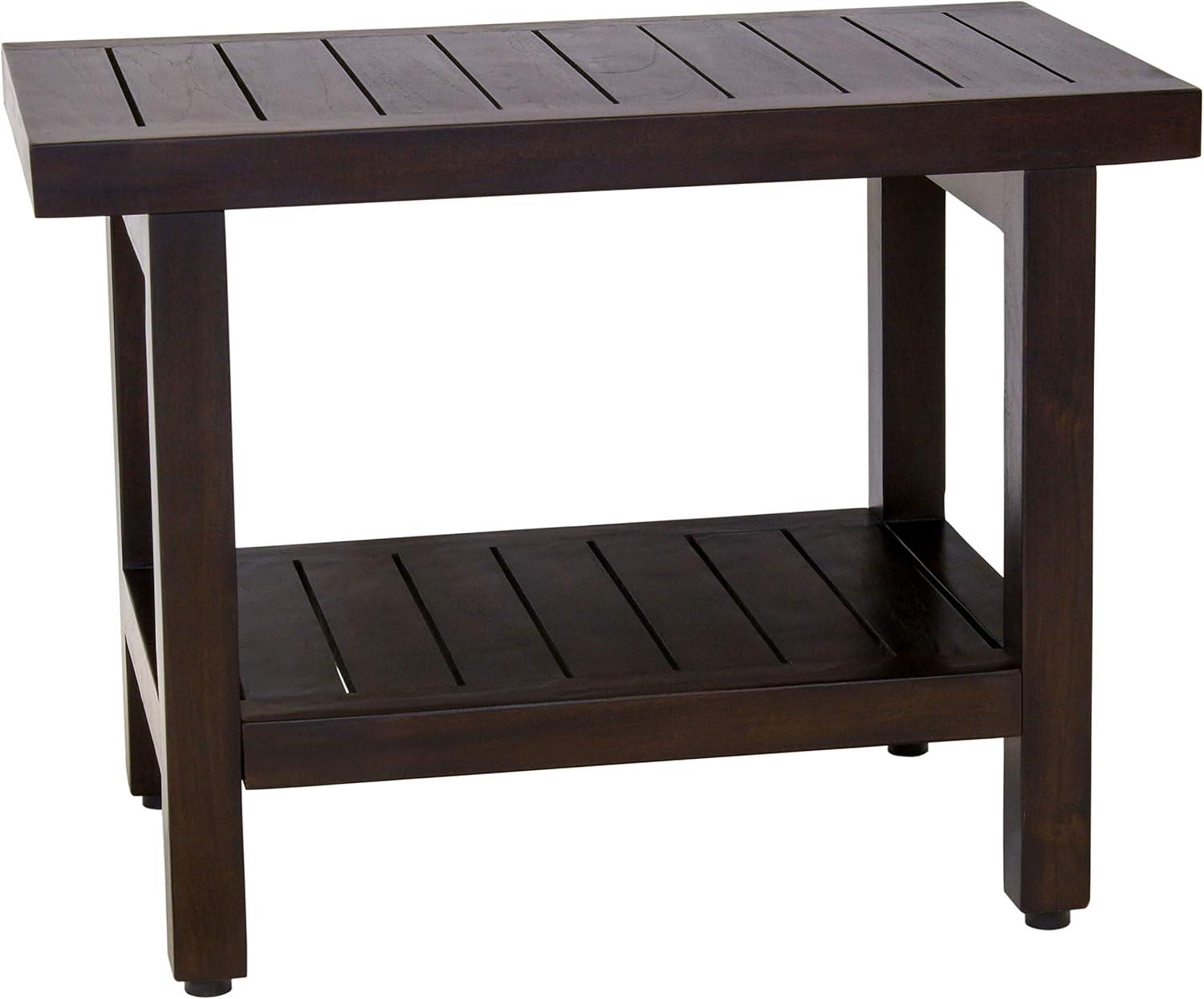 24" Spa™ Mocha Teak Shower Bench with Shelf