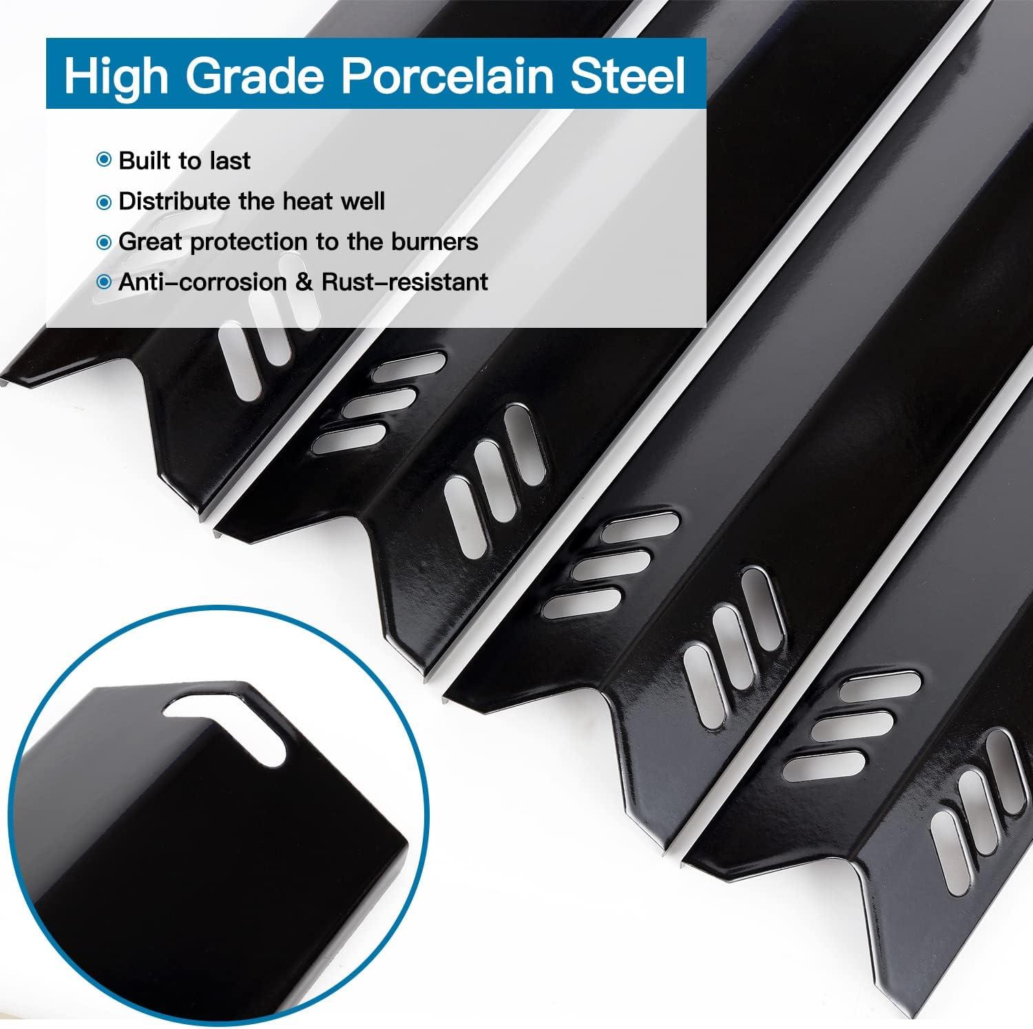 Unicook 15 Inch Grill Heat Plates for Dyna-Glo, Grill Burner Covers, Grill Parts Porcelain Heat Shields for Backyard, 4 Pack