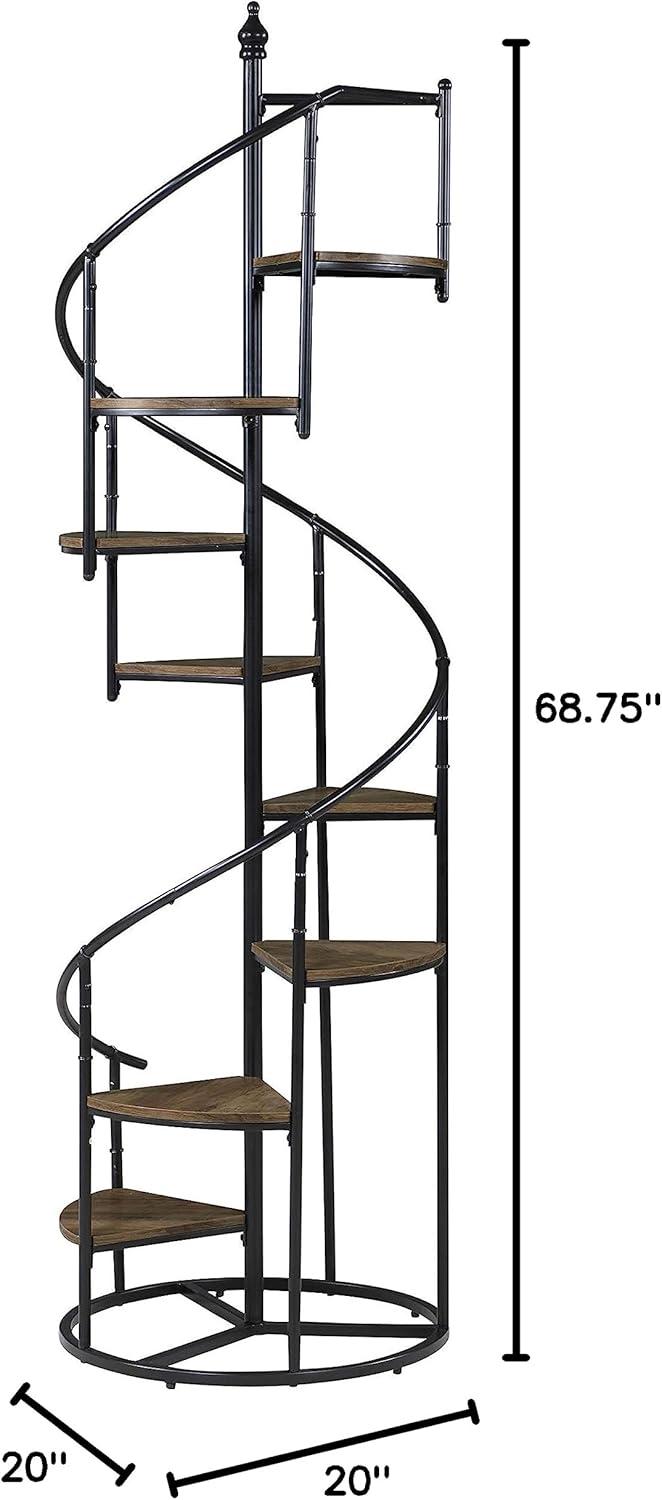 8-shelf Staircase Bookcase Rustic Brown and Black