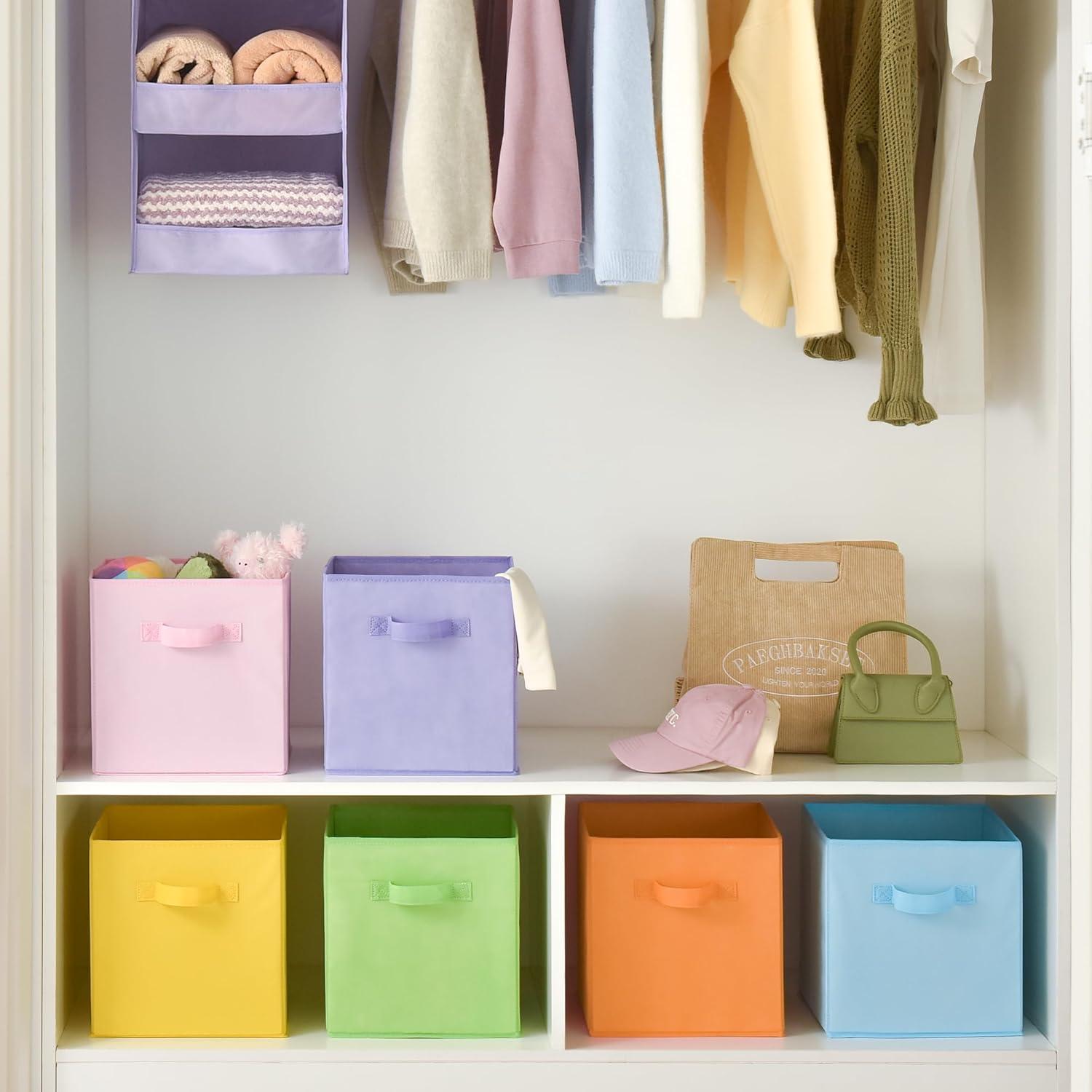 GRANNY SAYS 11 Inch Cube Storage Bins, Colorful Cube Storage Organizer, Fabric Storage Bins, Storage Cubes for Shelves, Closet, Toy Storage Bins for Kids Room, Play Room, Colour, 6-Pack