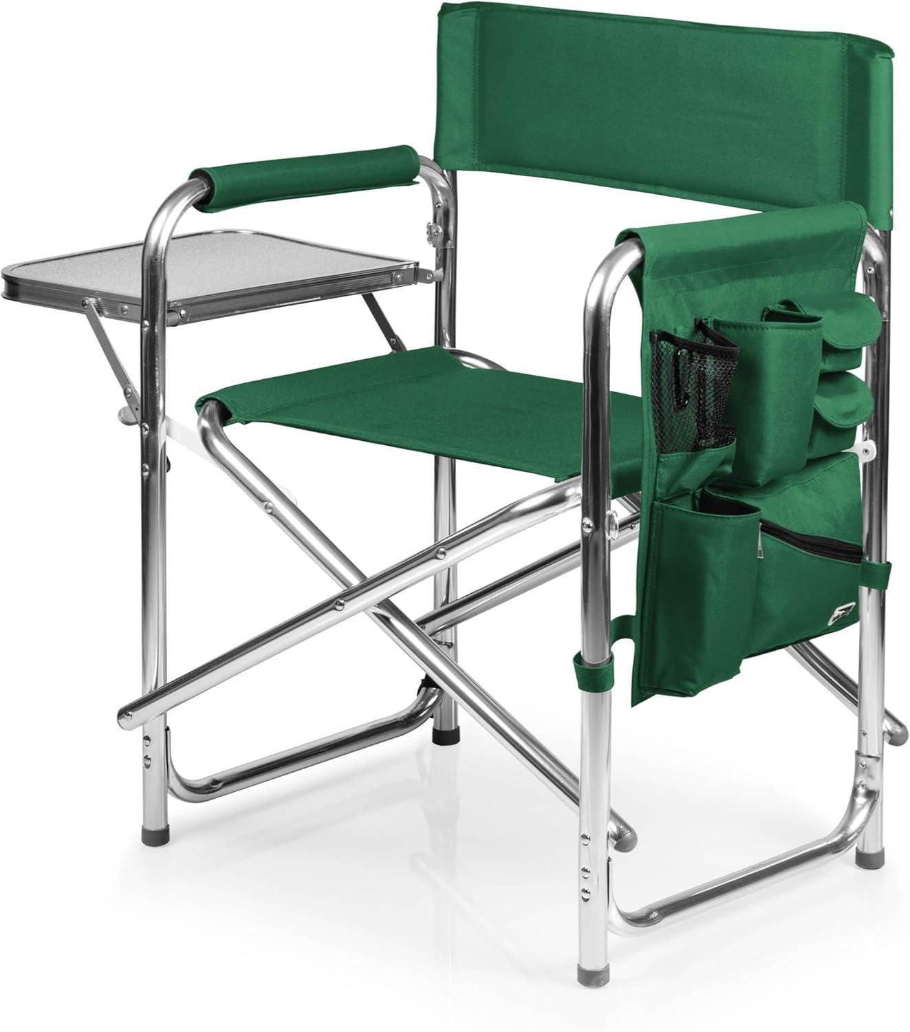 Picnic Time Outdoor Portable Sports Camp Chair with Table and Pockets