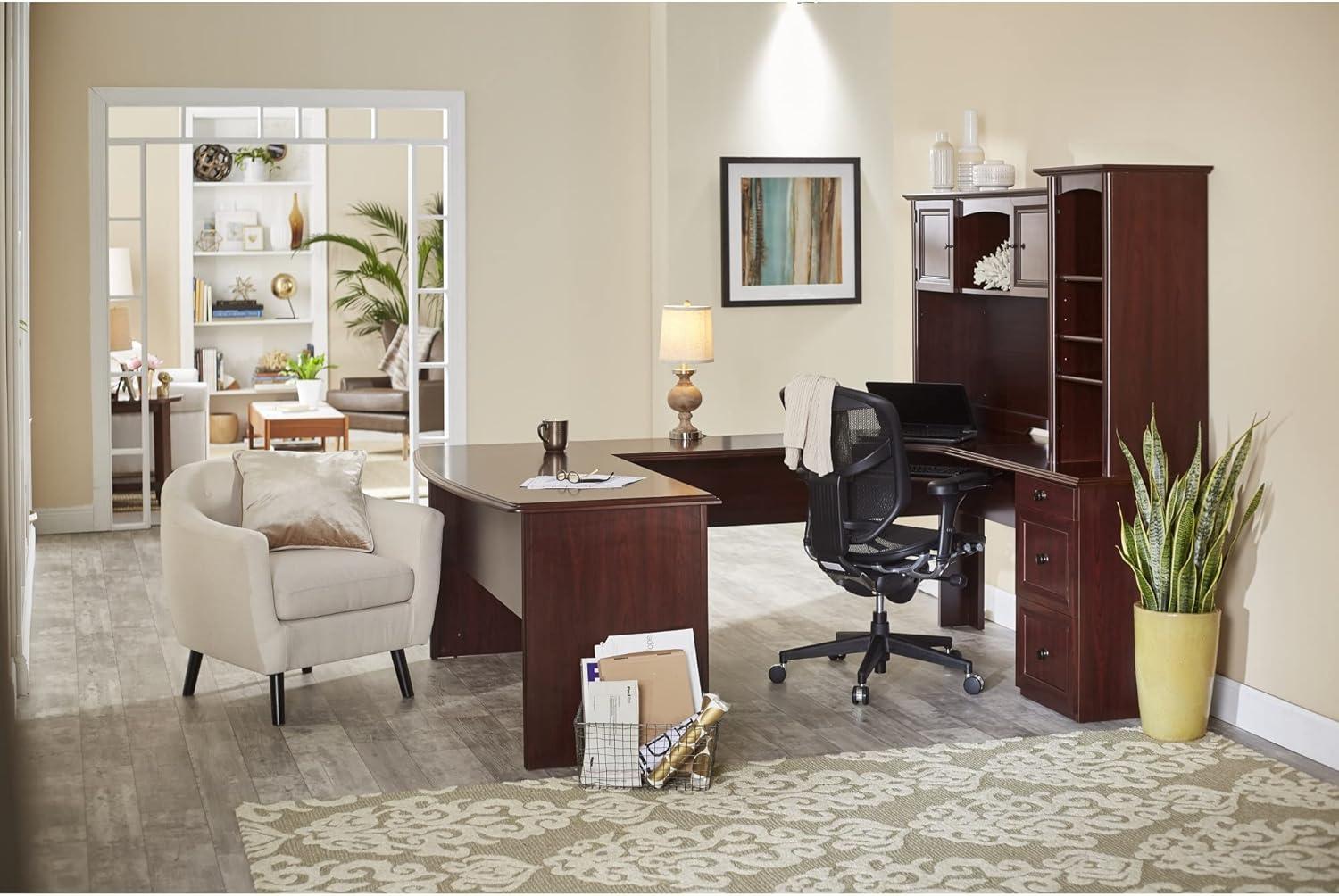 Realspace® Broadstreet 65"W U-Shaped Executive Corner Desk, Cherry