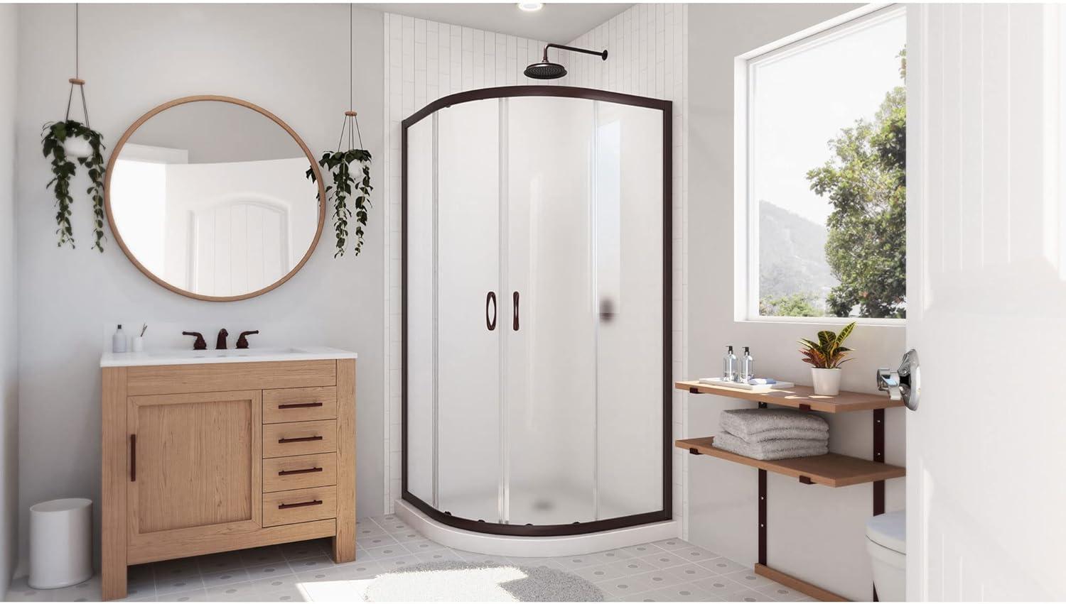 Prime 33" W x 33" D x 74.75" H Semi-Frameless Sliding Shower Enclosure with Base Included