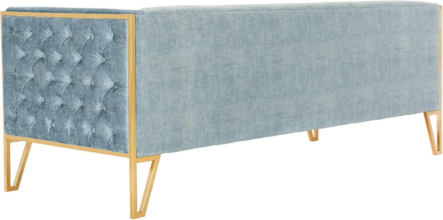 Vector Velvet 3 Seater Sofa Ocean Blue - Manhattan Comfort