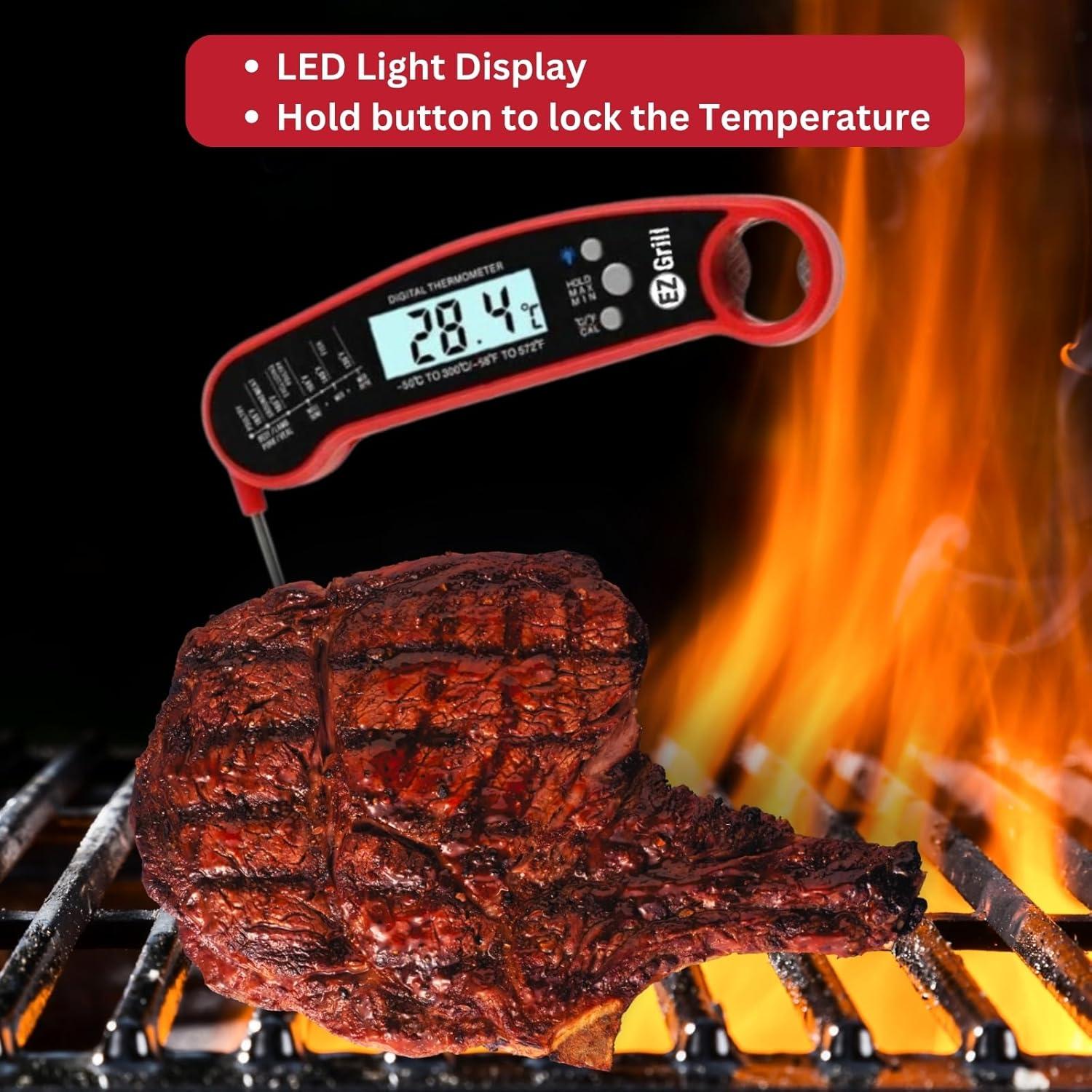 Red Digital Waterproof Instant Read Meat Thermometer