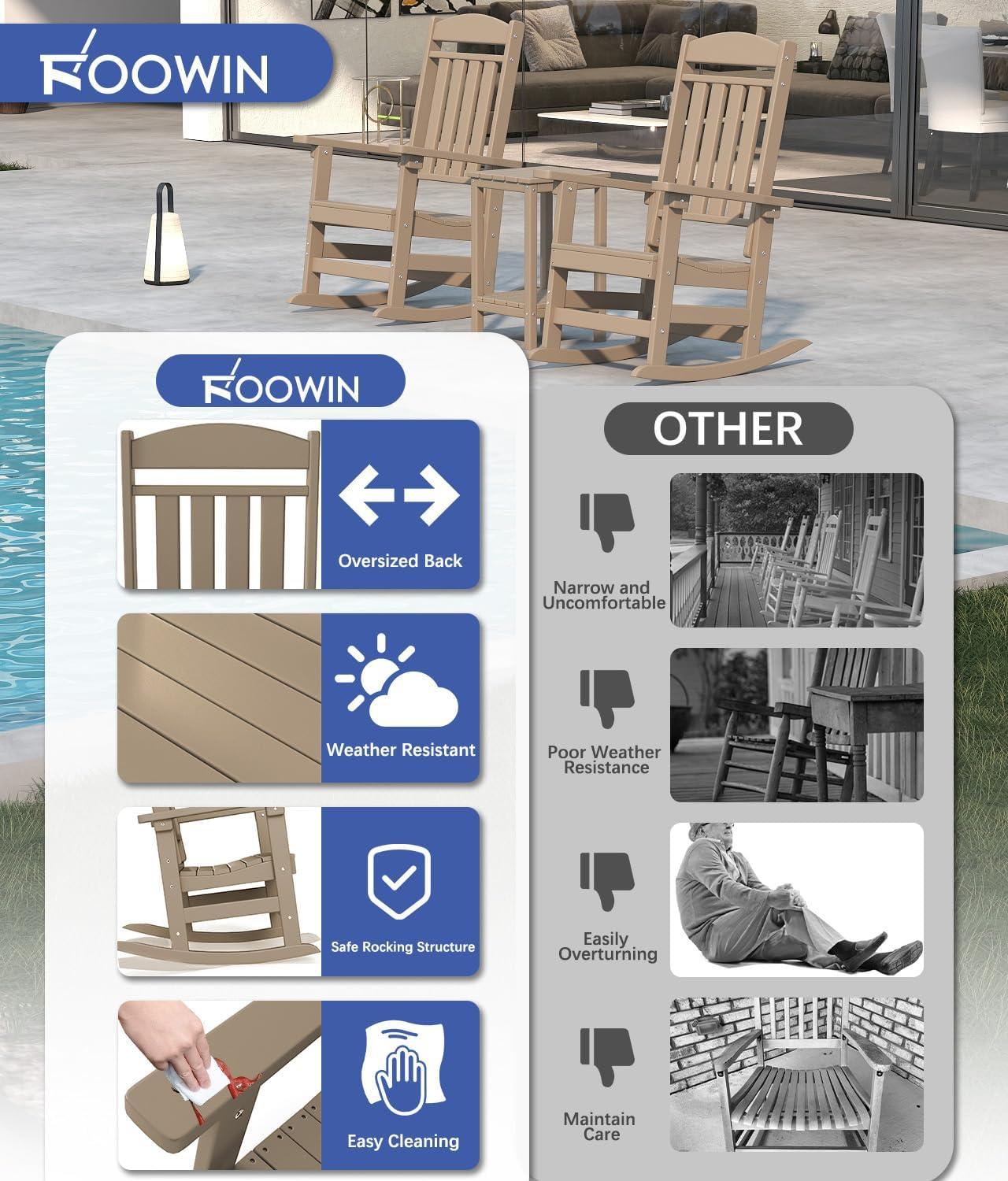Oxing HDPE Outdoor Rocking Chair (Set of 2)