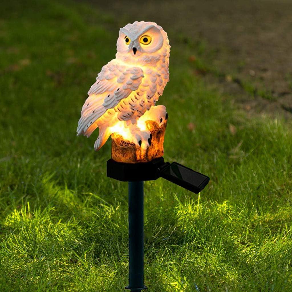 White Resin Owl Solar LED Garden Pathway Light