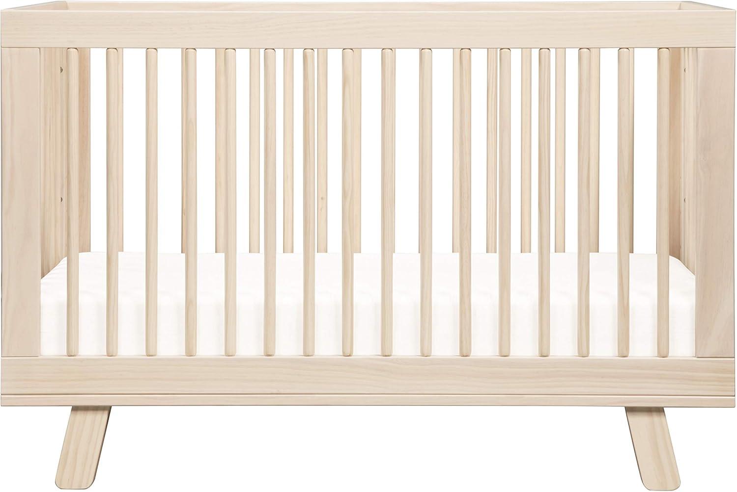 Babyletto Hudson Washed Natural Wood 3-in-1 Convertible Baby Crib with Toddler Bed Conversion Kit