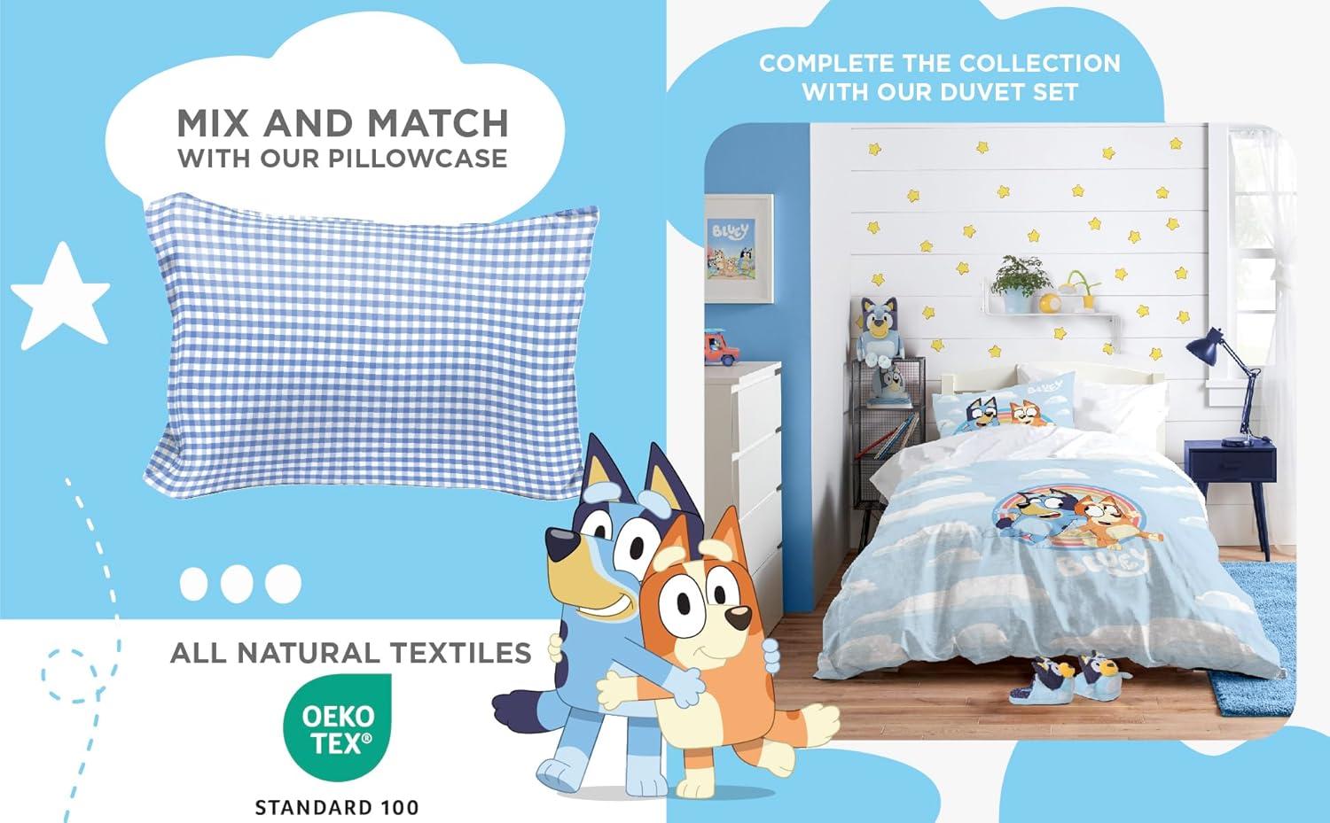 Saturday Park Saturday Park Bluey Rainbow 100% Organic Cotton Sheet Set