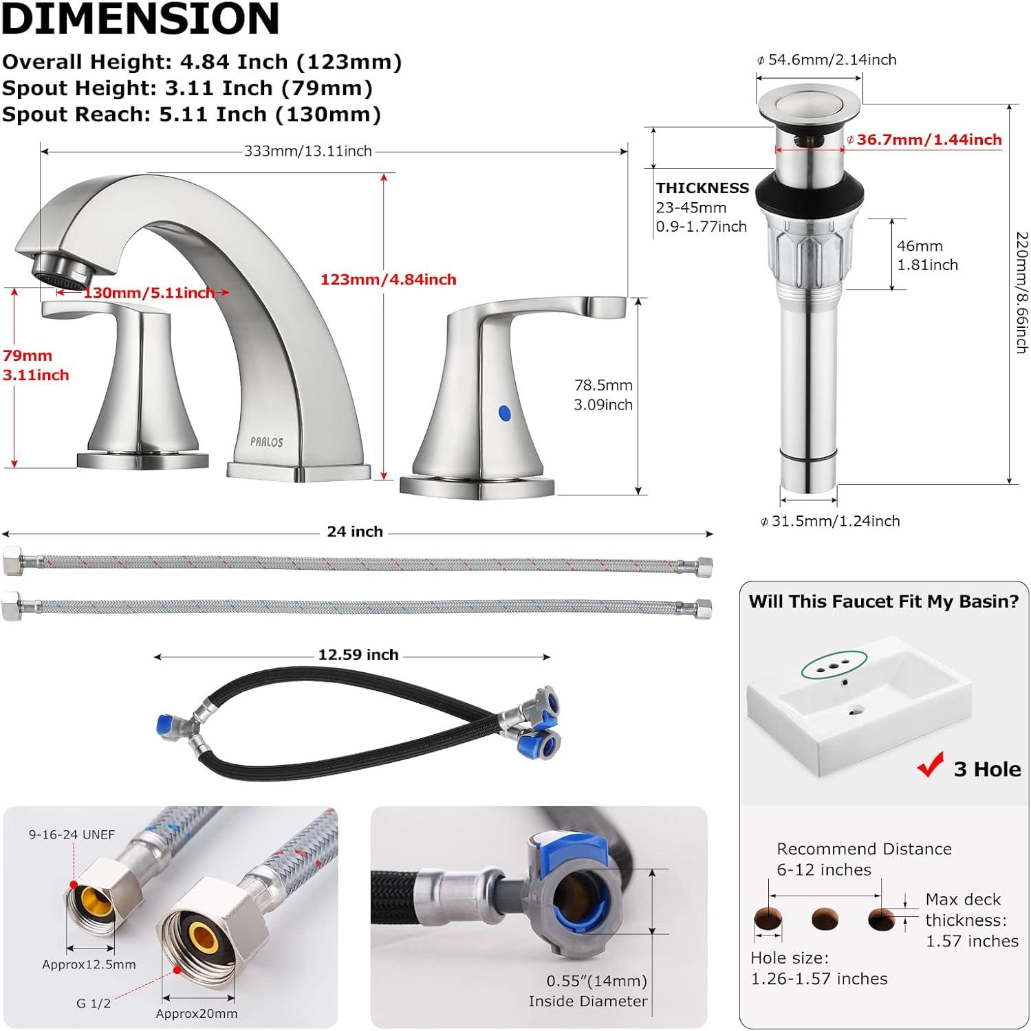 Widespread 2-handle Bathroom Faucet with Drain Assembly