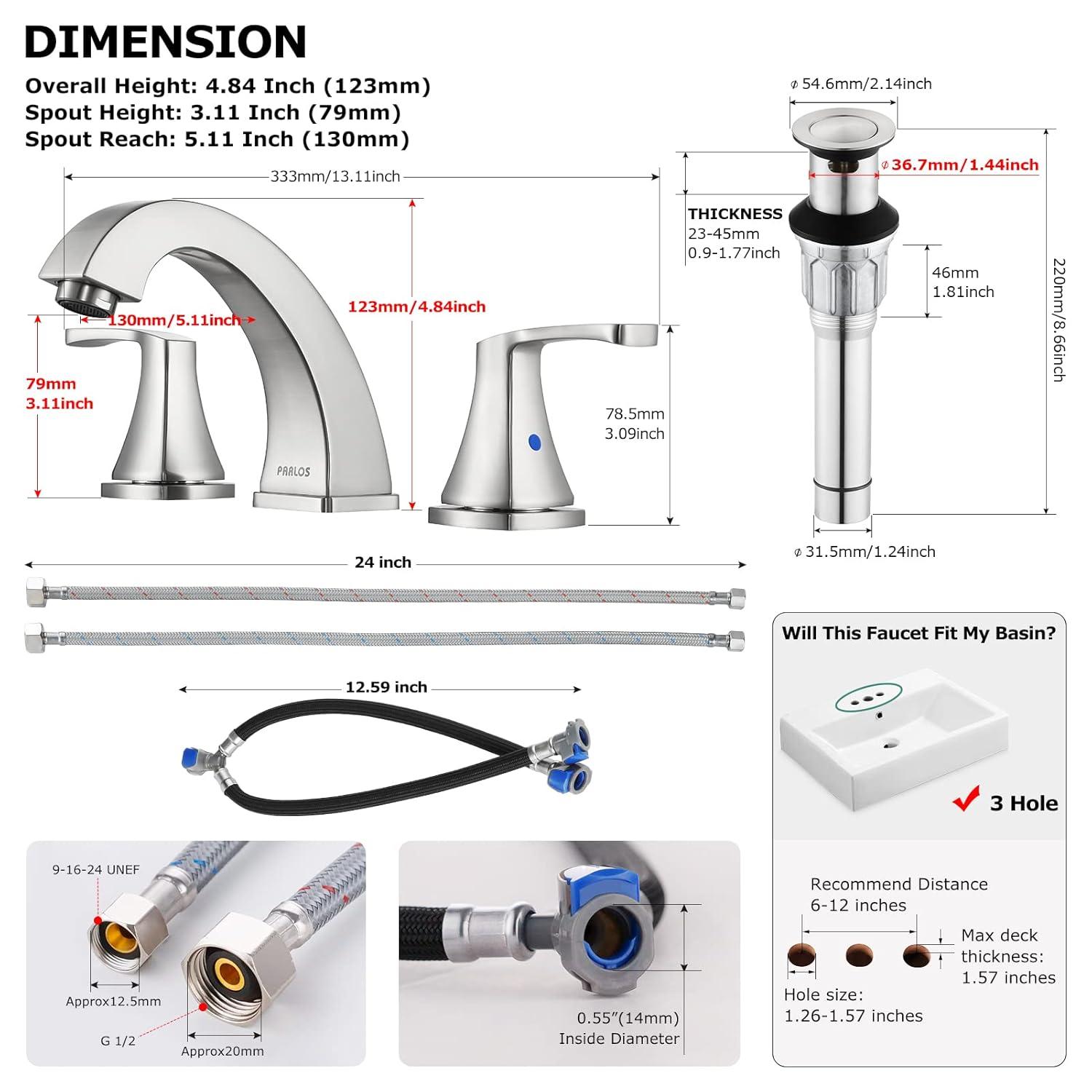 Widespread 2-handle Bathroom Faucet with Drain Assembly