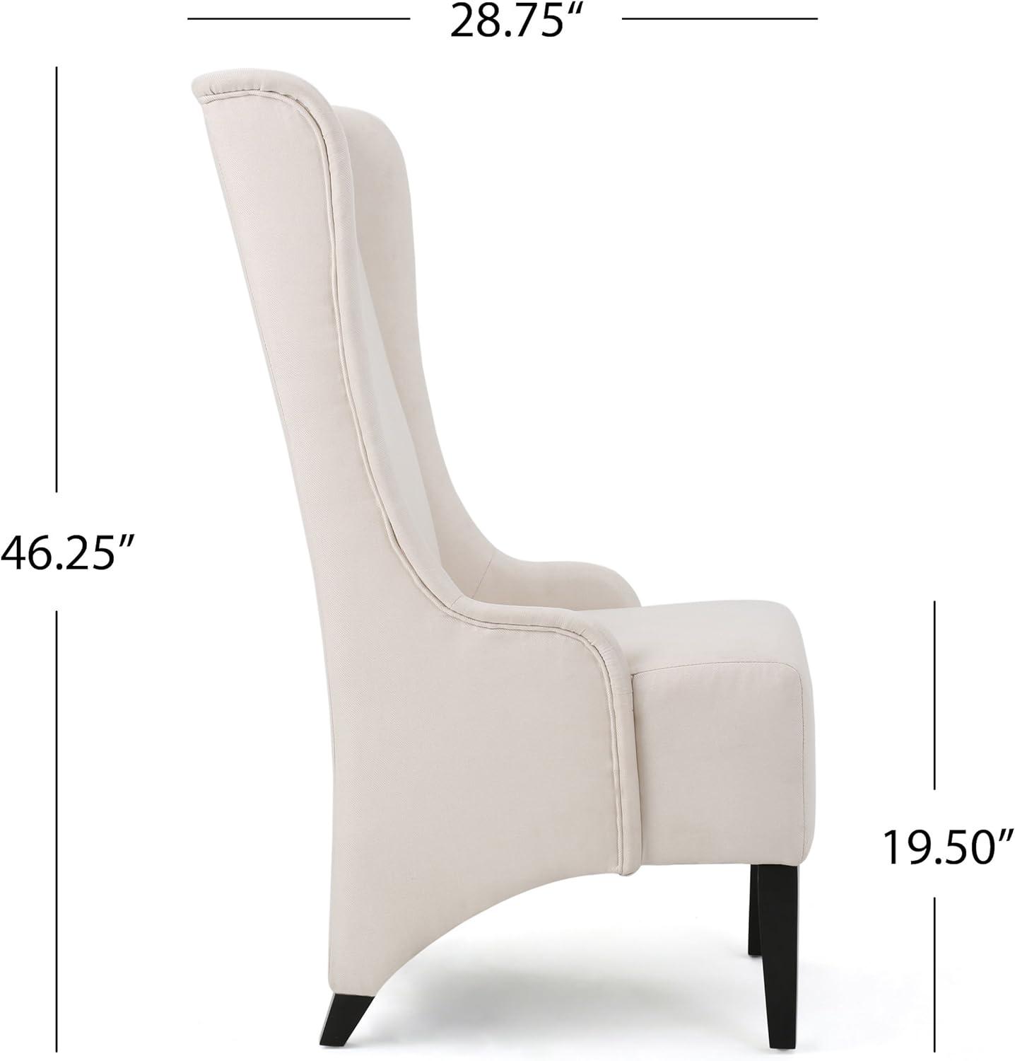 GDF Studio Ruple Contemporary Fabric Upholstered High Back Dining Chair, Beige and Matte Black