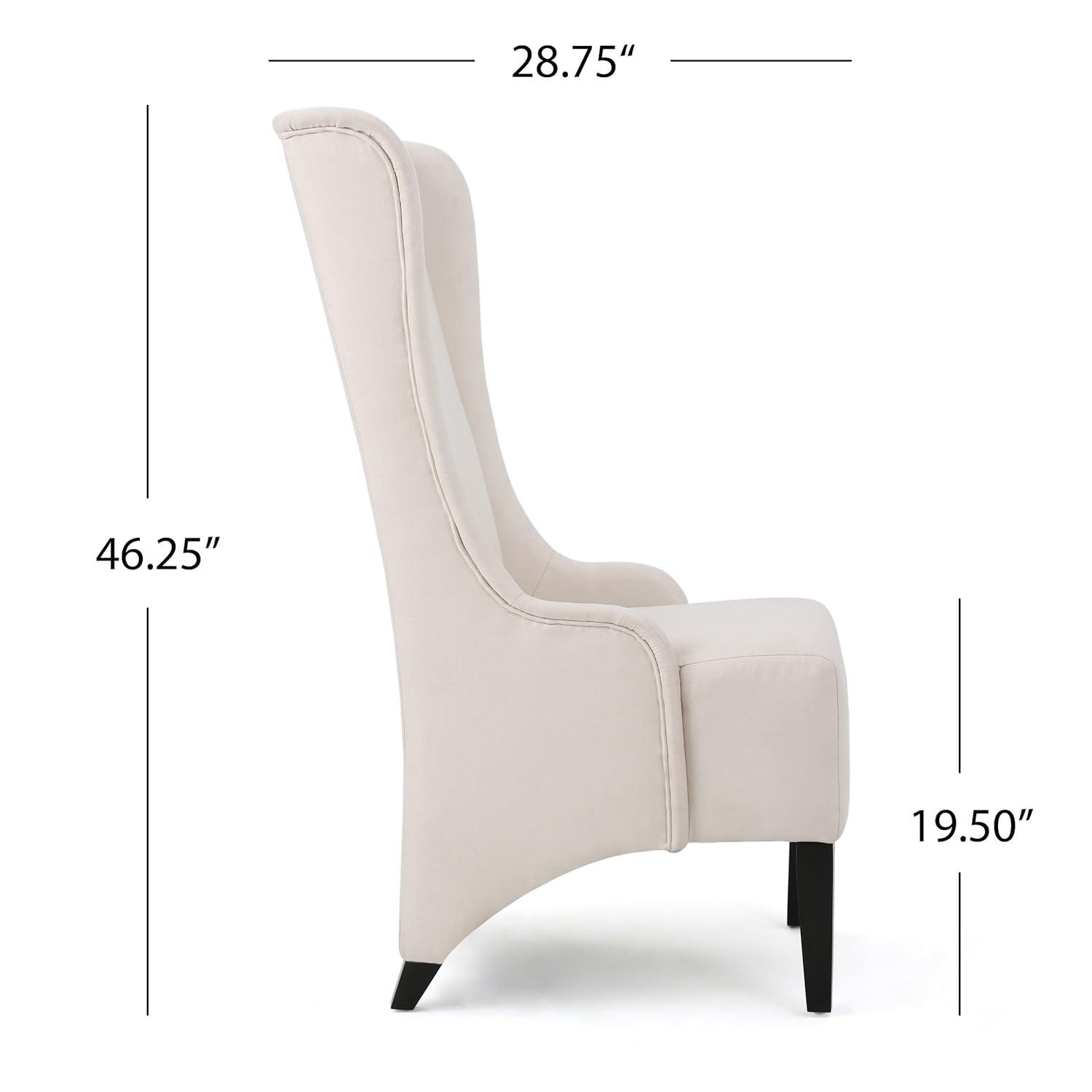 GDFStudio Ruple Contemporary Fabric Upholstered High Back Dining Chair, Beige