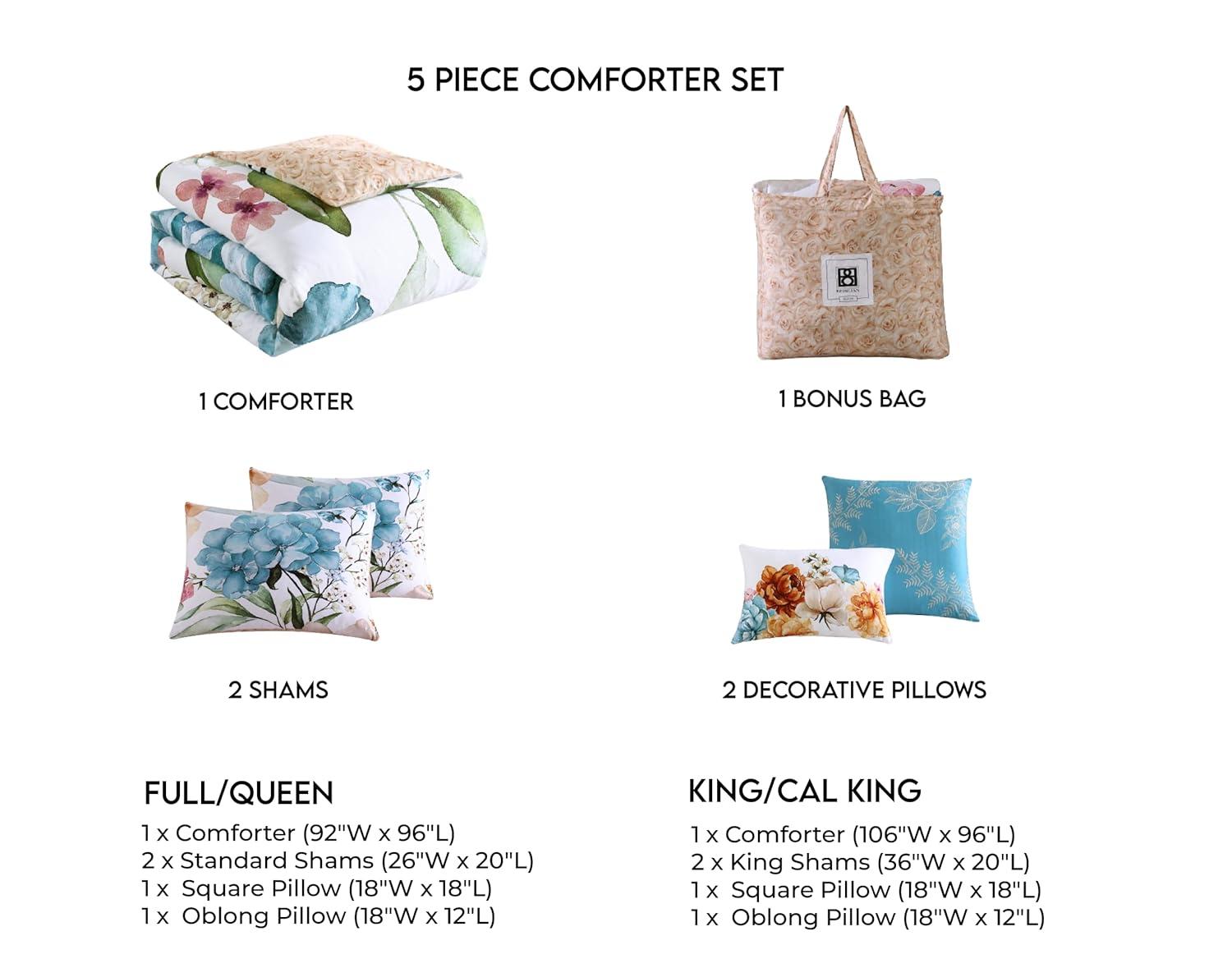 BeBeJan Bebejan Maia 100% Cotton Sateen 5 Piece Reversible Comforter Set