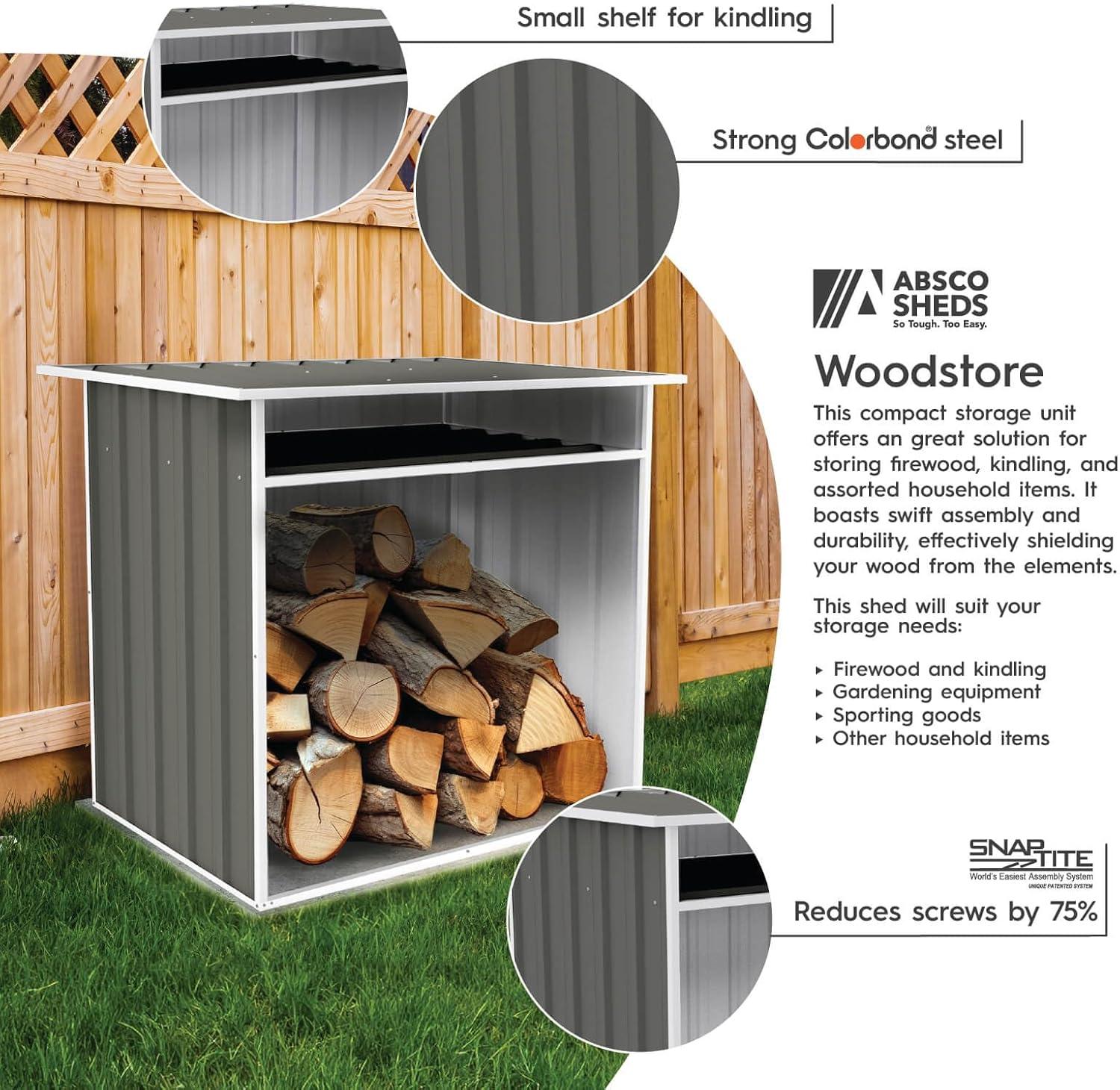 Absco Woodstore 30.71" W x 42.52" D Galvanized Steel Log Store