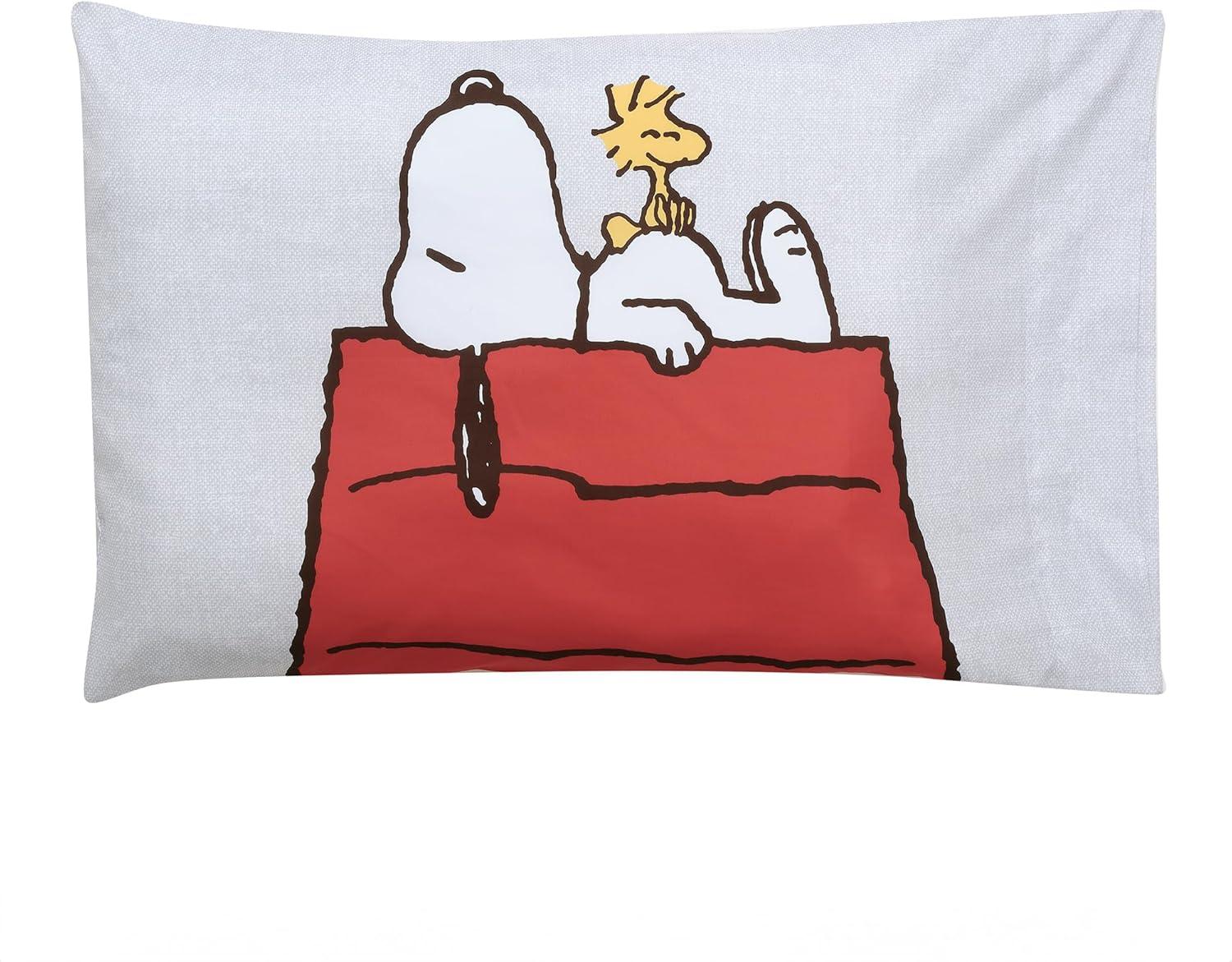Lambs & Ivy 4pc Snoopy Love Toddler Bedding Set - Gray/Red/White