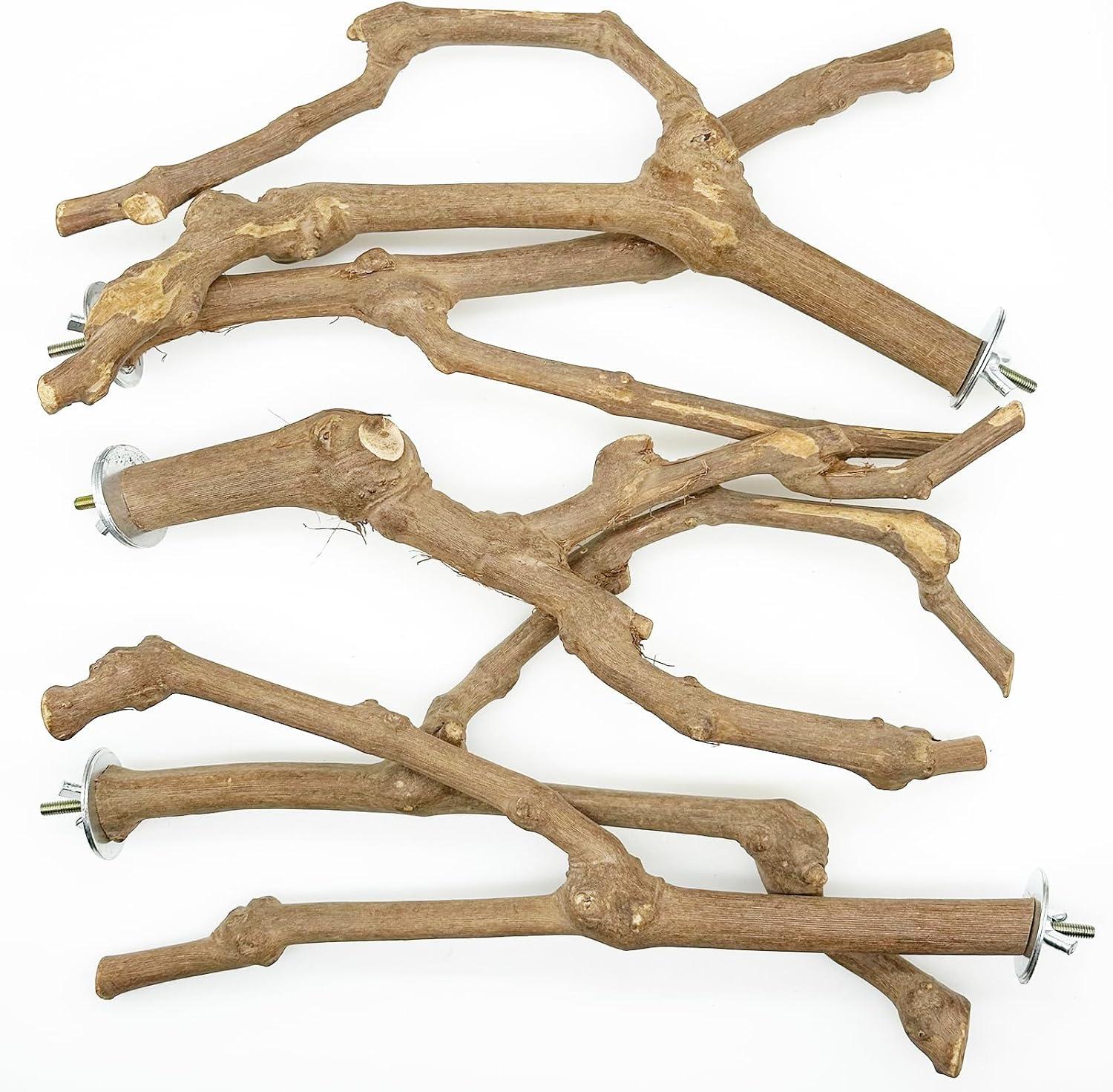 Allazone Natural Wooden Bird Perch Stand for Cage, Parrot Platform, Bird Perch Toy for Small Animals, Cockatiels, Parakeets, Finches