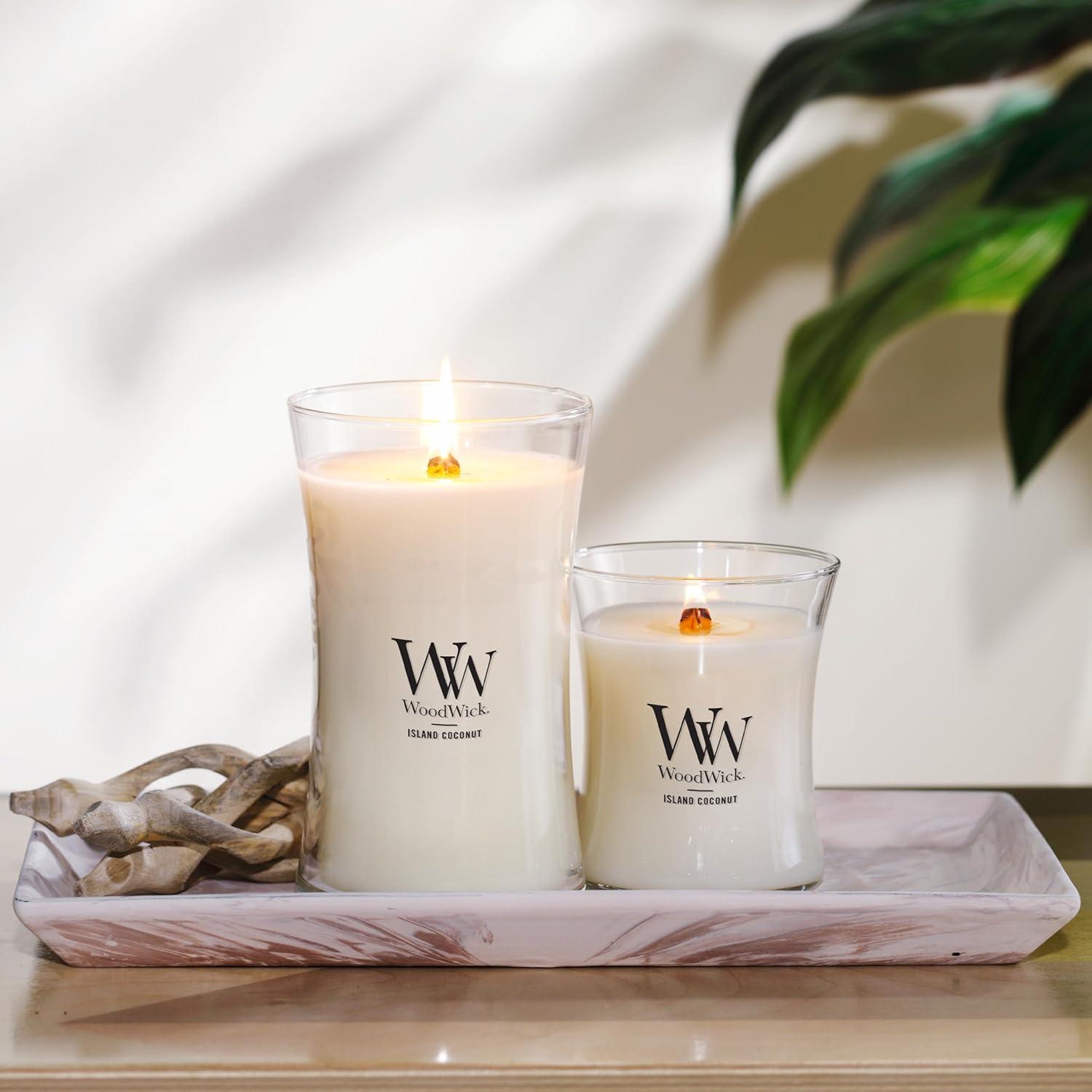 WoodWick Medium Hourglass Scented Candle, White Teak, 9.7 oz