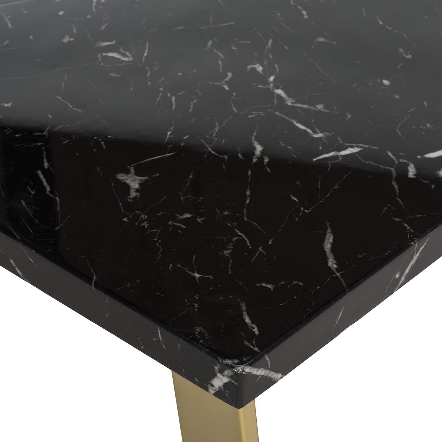 Carmen Black Marble and Brass Square Coffee Table