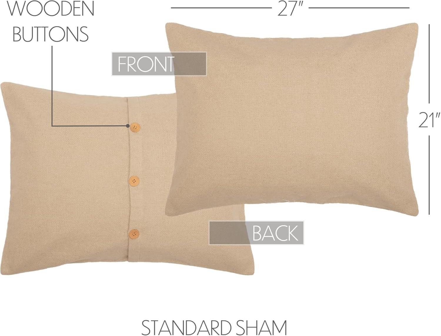 Vintage Tan Cotton Burlap Standard Pillow Sham