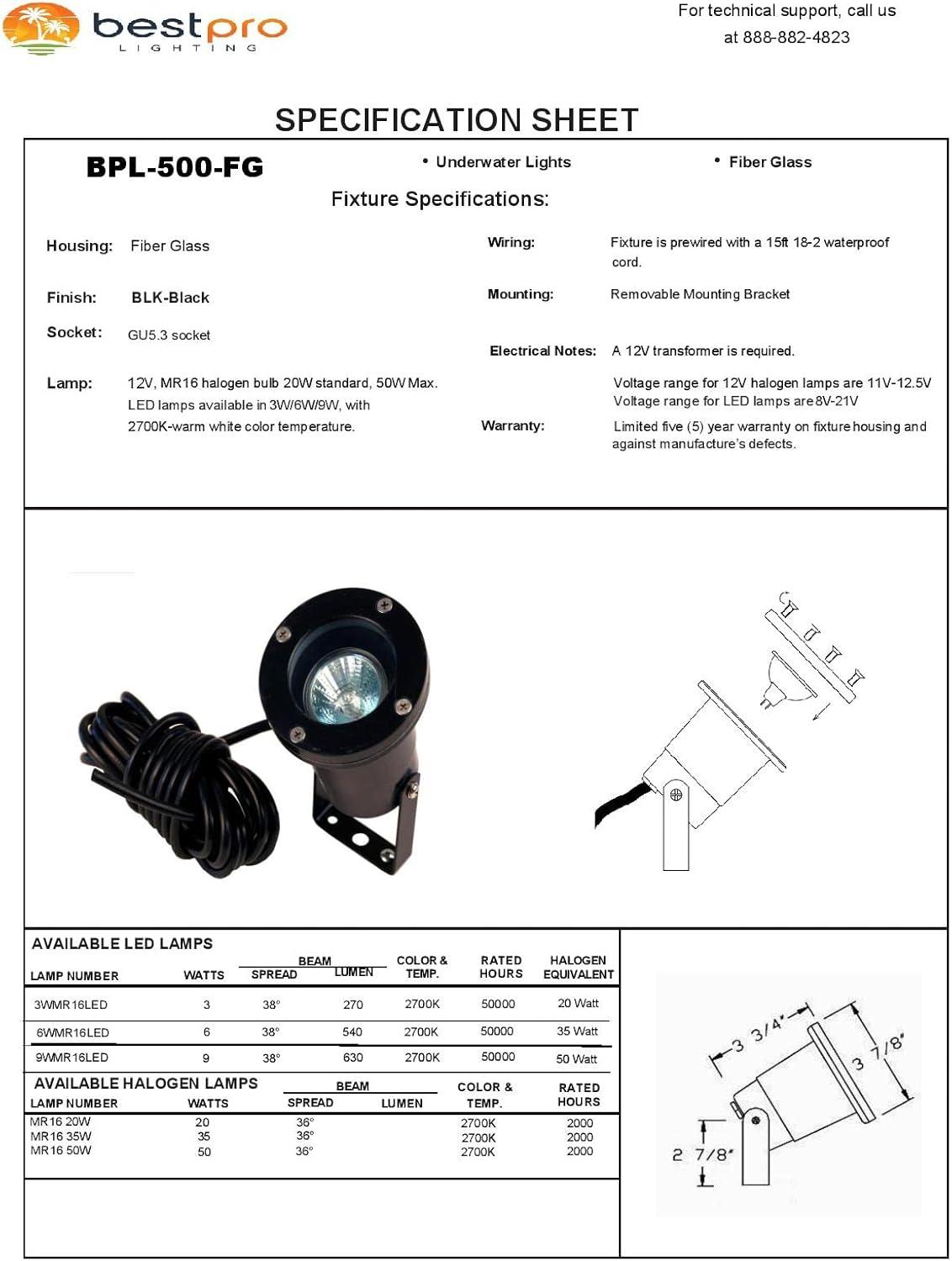 Best Pro Lighting's 20-Watt Low Voltage Underwater Pond  Halogen Light