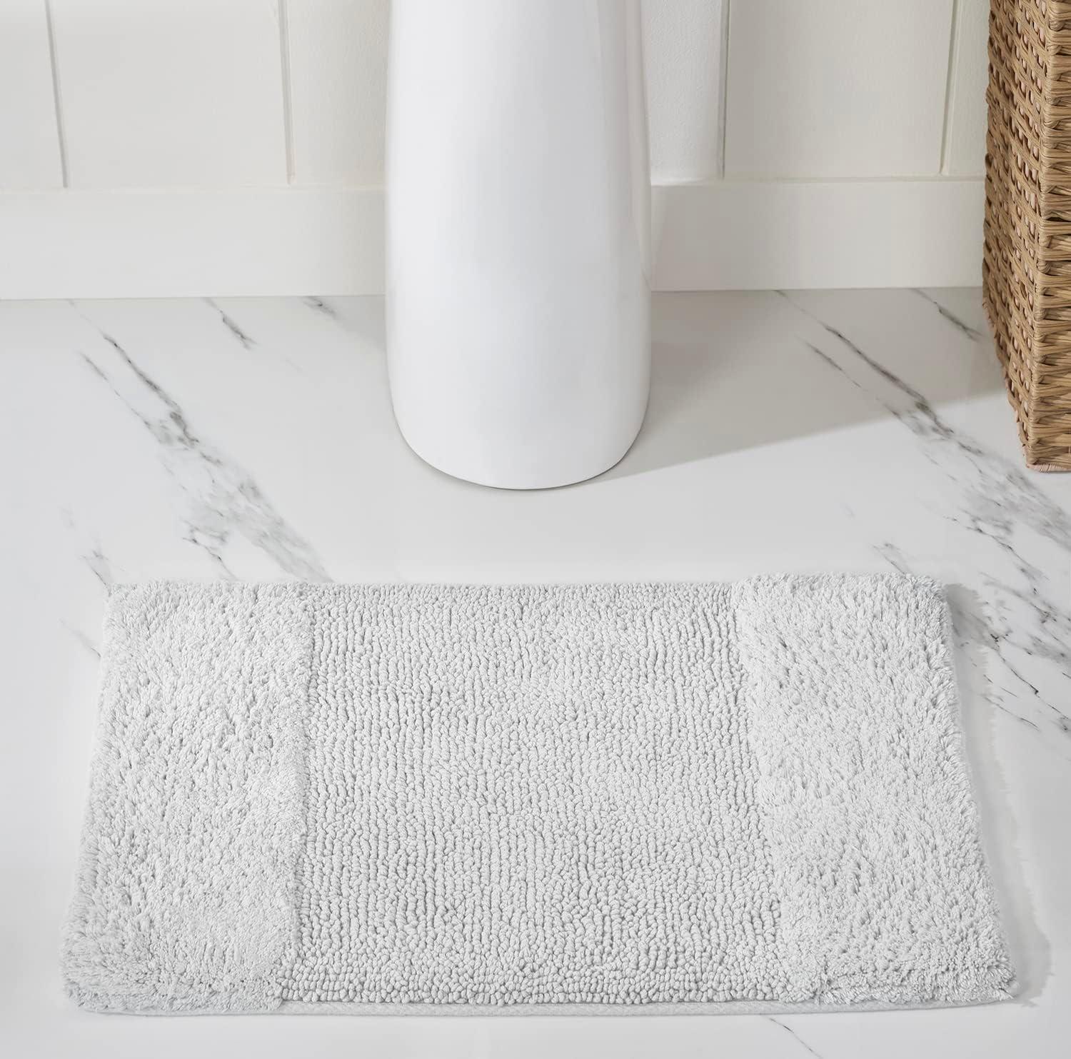 Better Trends Granada 100% Cotton Tufted Non-Slip Backing Bath Rug Set 3 PC (17" x 24" | 20" x 20" | 21" x 34") - White