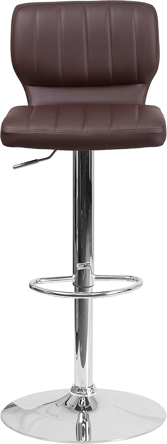 Flash Furniture Contemporary Vinyl Adjustable Height Barstool with Vertical Stitch Back and Chrome Base