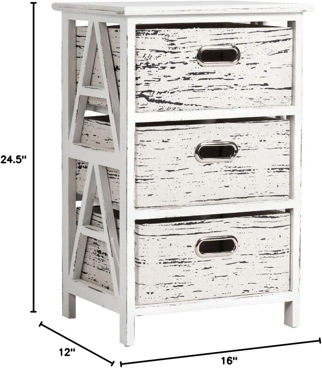 Giantex Storage Drawer Units W/ 3 Fabrics Storage Drawers and Wood Frame, Multiple Dresser Cabinet Chest Organizer Bins for Living Room, Bedroom Sofa Side End Table Vertical Dresser Storage Tower (1)