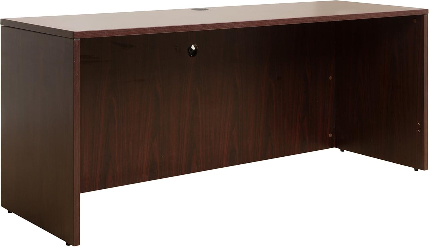 Boss Office Products Holland Series Executive U-Shaped Desk With File Storage Pedestal And Hutch, Mahogany