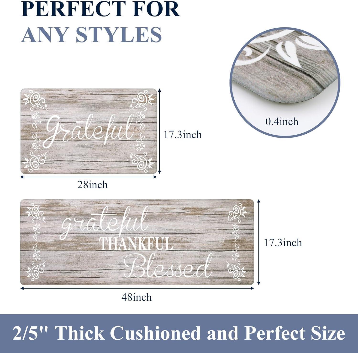 Rosalind Wheeler The Anti Fatigue Kitchen Mat Set of 2 Non Slip Cushioned Kitchen Mats for Floor Waterproof Farmhouse Kitchen Rugs and Mats Set Comfort Standing Desk Mat Carpet