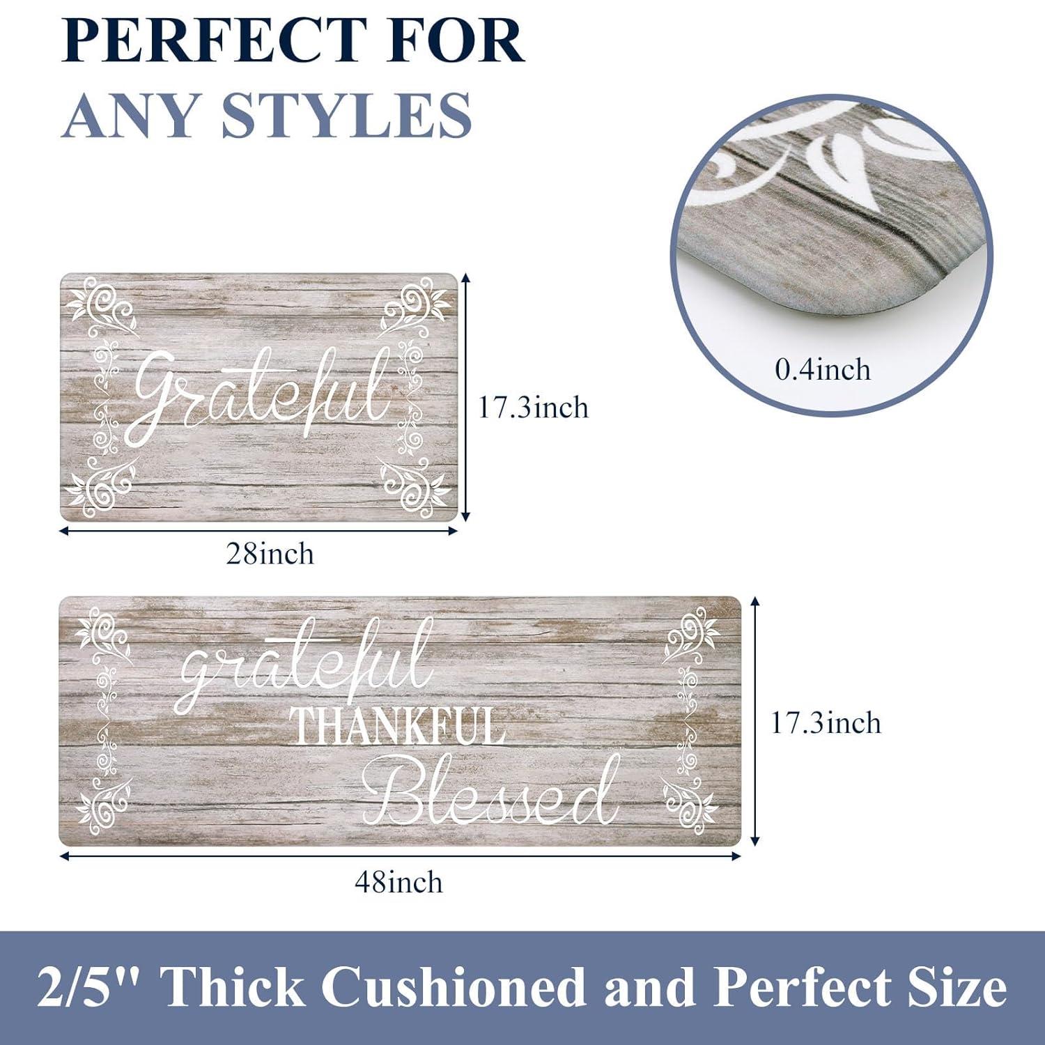 Rosalind Wheeler The Anti Fatigue Kitchen Mat Set of 2 Non Slip Cushioned Kitchen Mats for Floor Waterproof Farmhouse Kitchen Rugs and Mats Set Comfort Standing Desk Mat Carpet