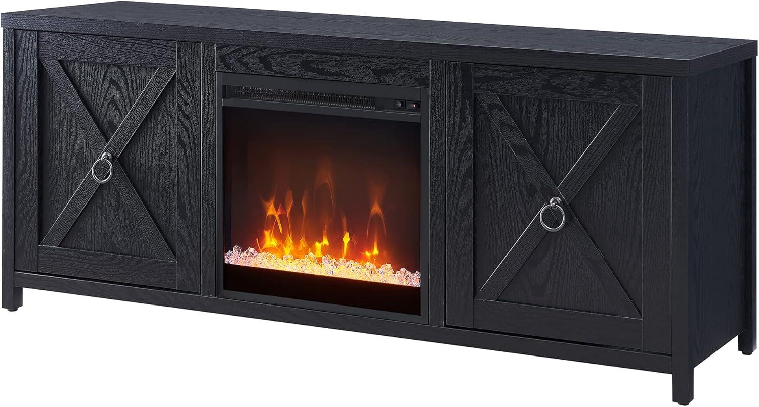 Evelyn&Zoe Granger Rectangular TV Stand with Crystal Fireplace for TV's up to 65", Black