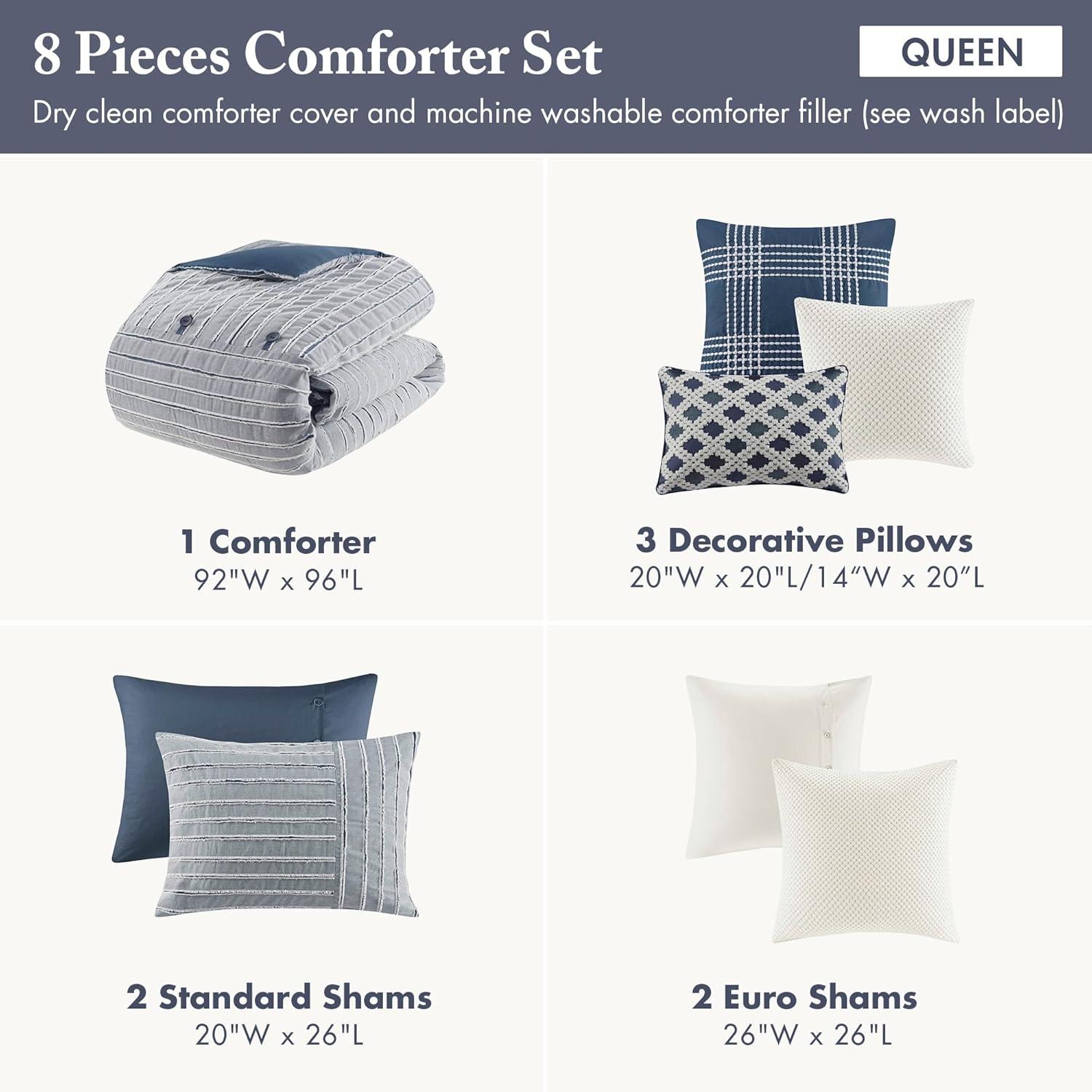 Madison Park Signature Madison Park Signature Essence Oversized Cotton Clipped Jacquard Comforter Set