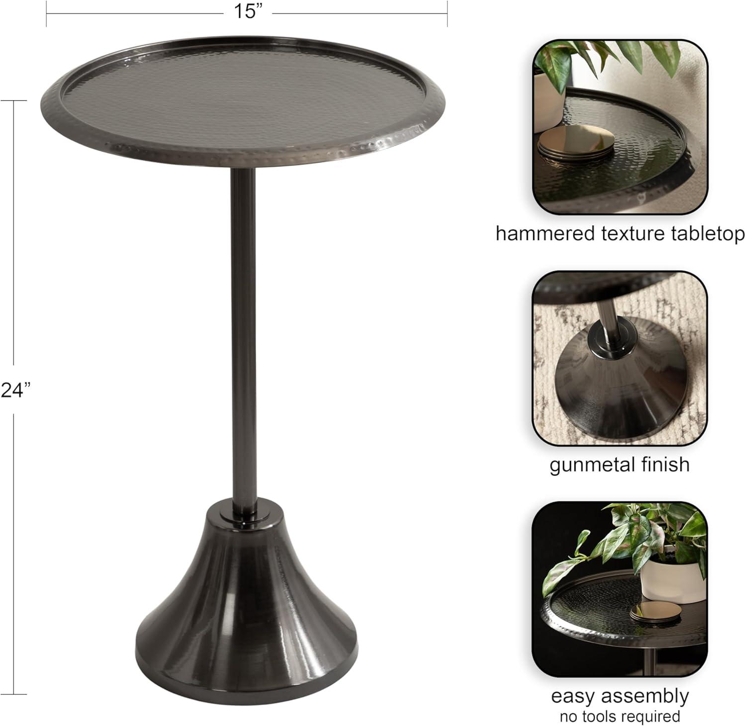 Kate and Laurel Sanzo Metal Side Table, 15x15x24, Pewter