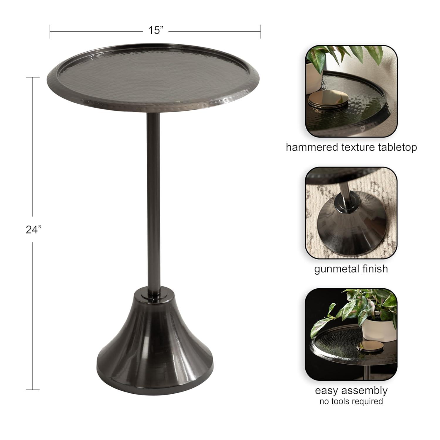 Kate and Laurel Sanzo Metal Side Table, 15x15x24, Pewter