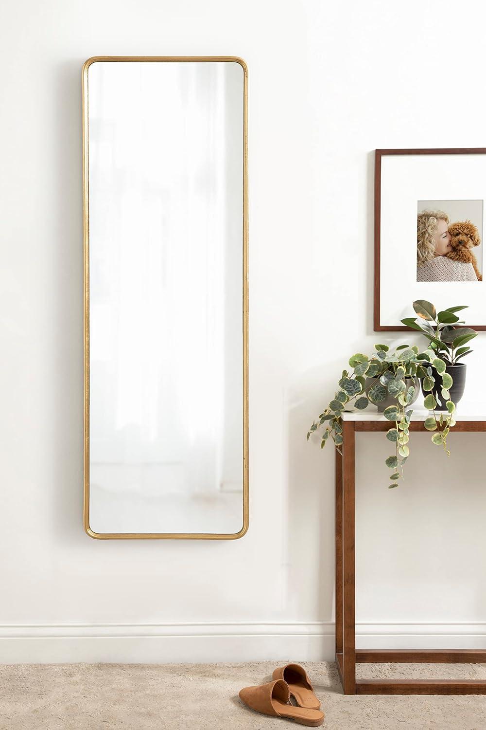 Kate and Laurel Caskill Rectangle MDF Full Length Mirror, 16x48, Gold