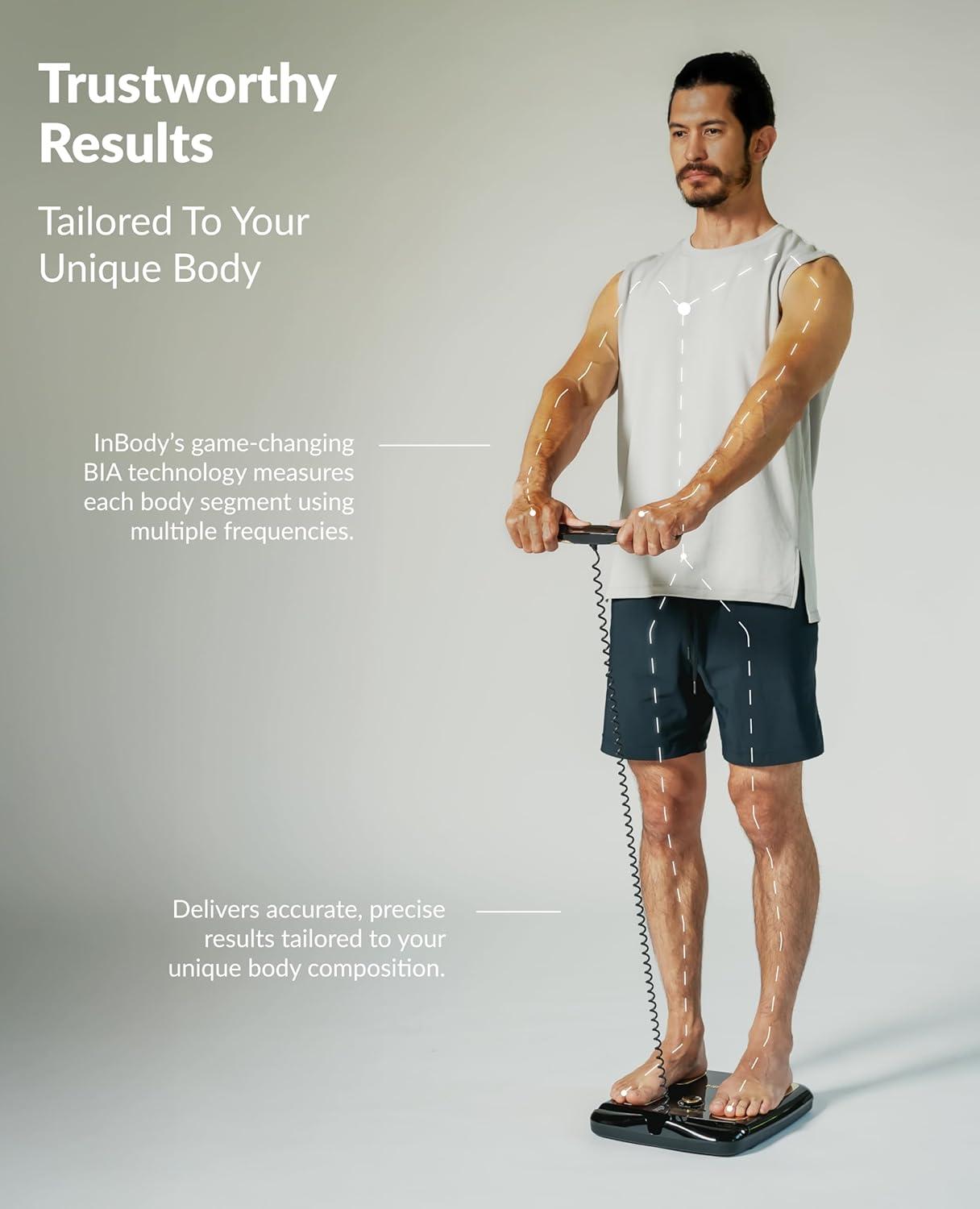 InBody H20N - Smart Full Body Composition Analyzer Scale, BMI, Body Fat, Muscle Mass, Bluetooth Connection - Midnight Black