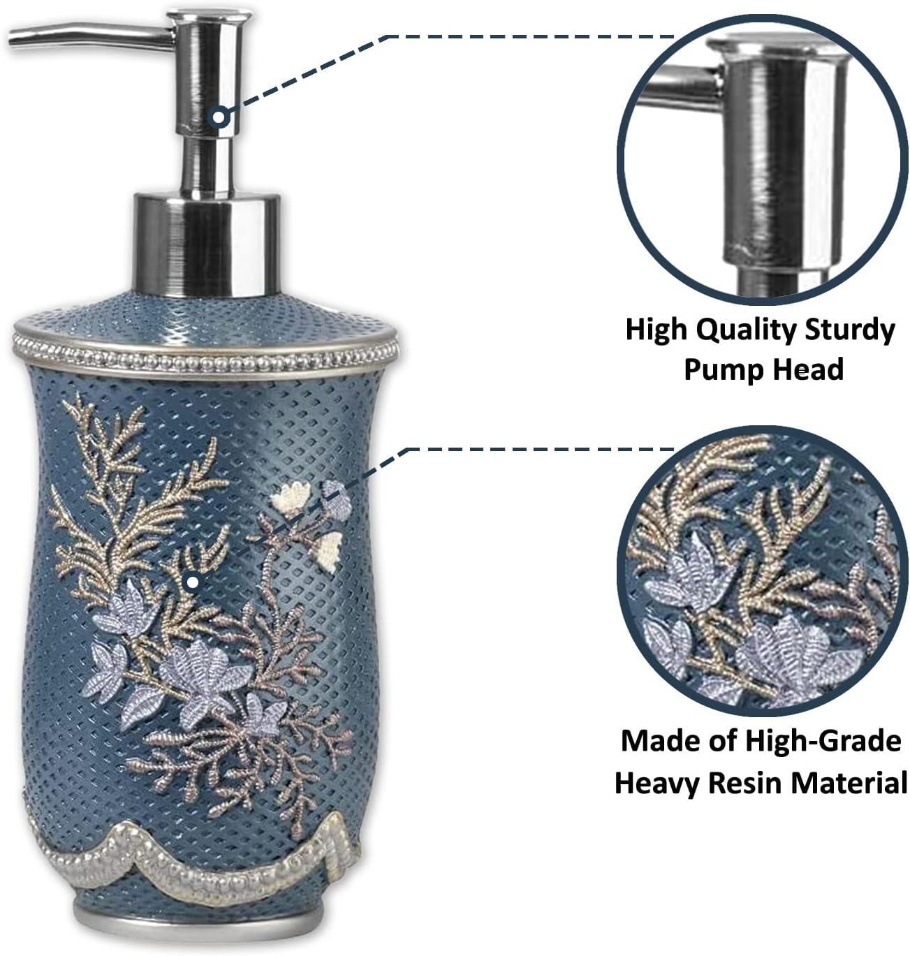 Zahari Home 4pc Capri Bathroom Accessories Sets Modern Classic Soap Dispenser, Tumbler, Tooth Brush Holder and Soap Dish Holder Unique Design Royal Blue Bathroom Set
